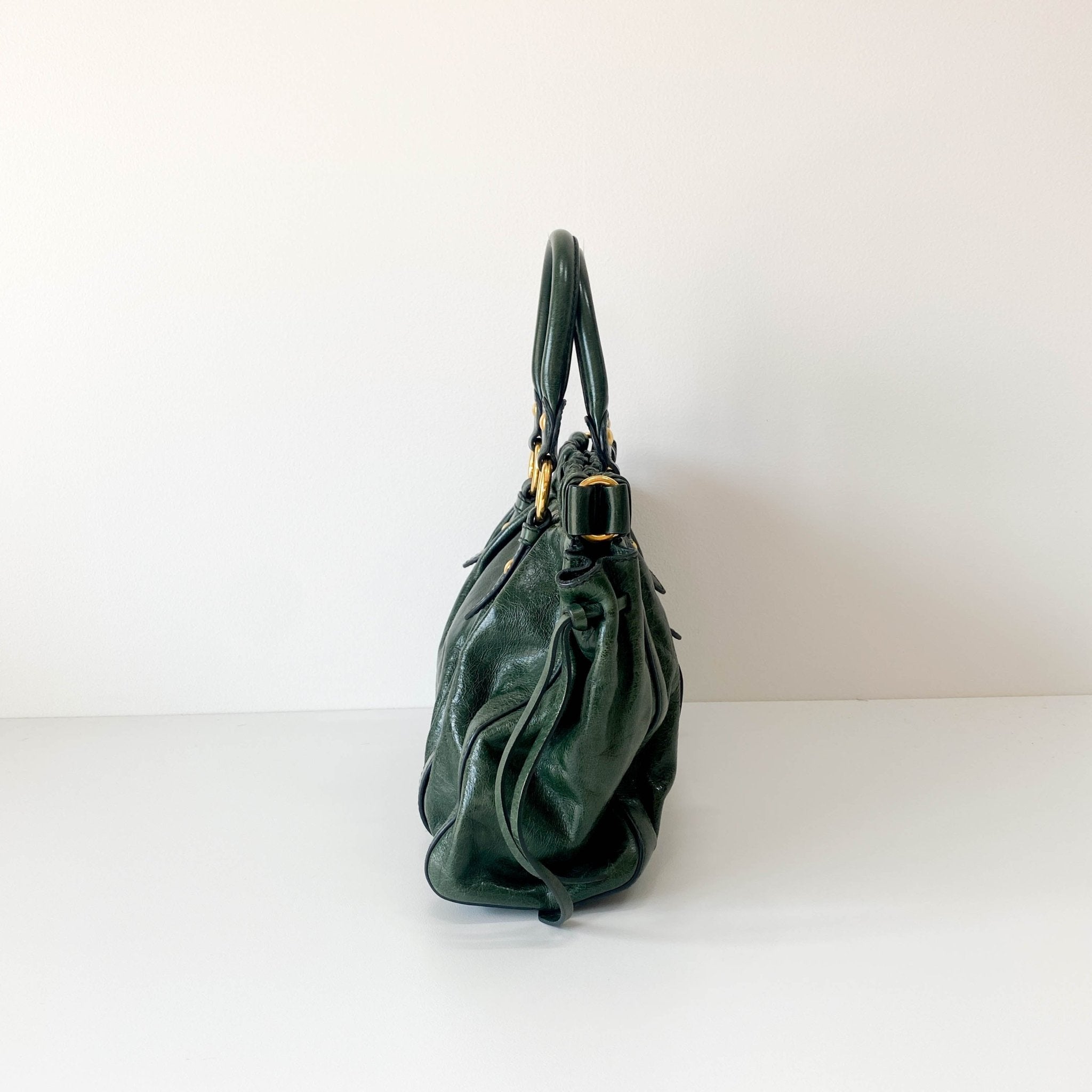 MIU MIU Vitello Bauletto Emerald Green Handle Bag, in , Sold by HIVE PRELOVED - Handle Bags, ,