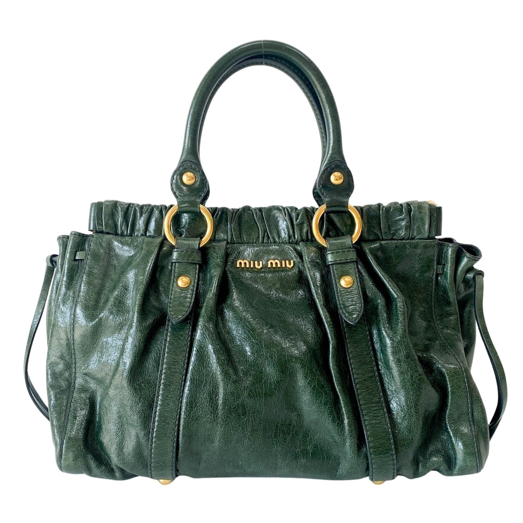 MIU MIU Vitello Bauletto Emerald Green Handle Bag, in , Sold by HIVE PRELOVED - Handle Bags, ,