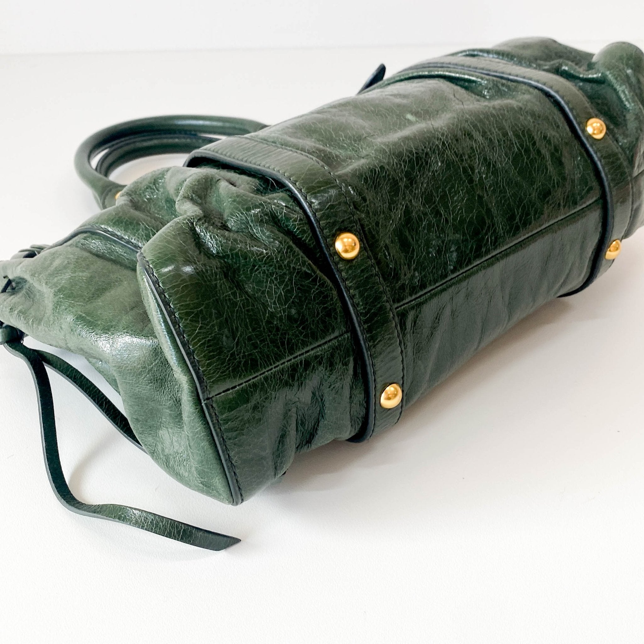 MIU MIU Vitello Bauletto Emerald Green Handle Bag, in , Sold by HIVE PRELOVED - Handle Bags, ,