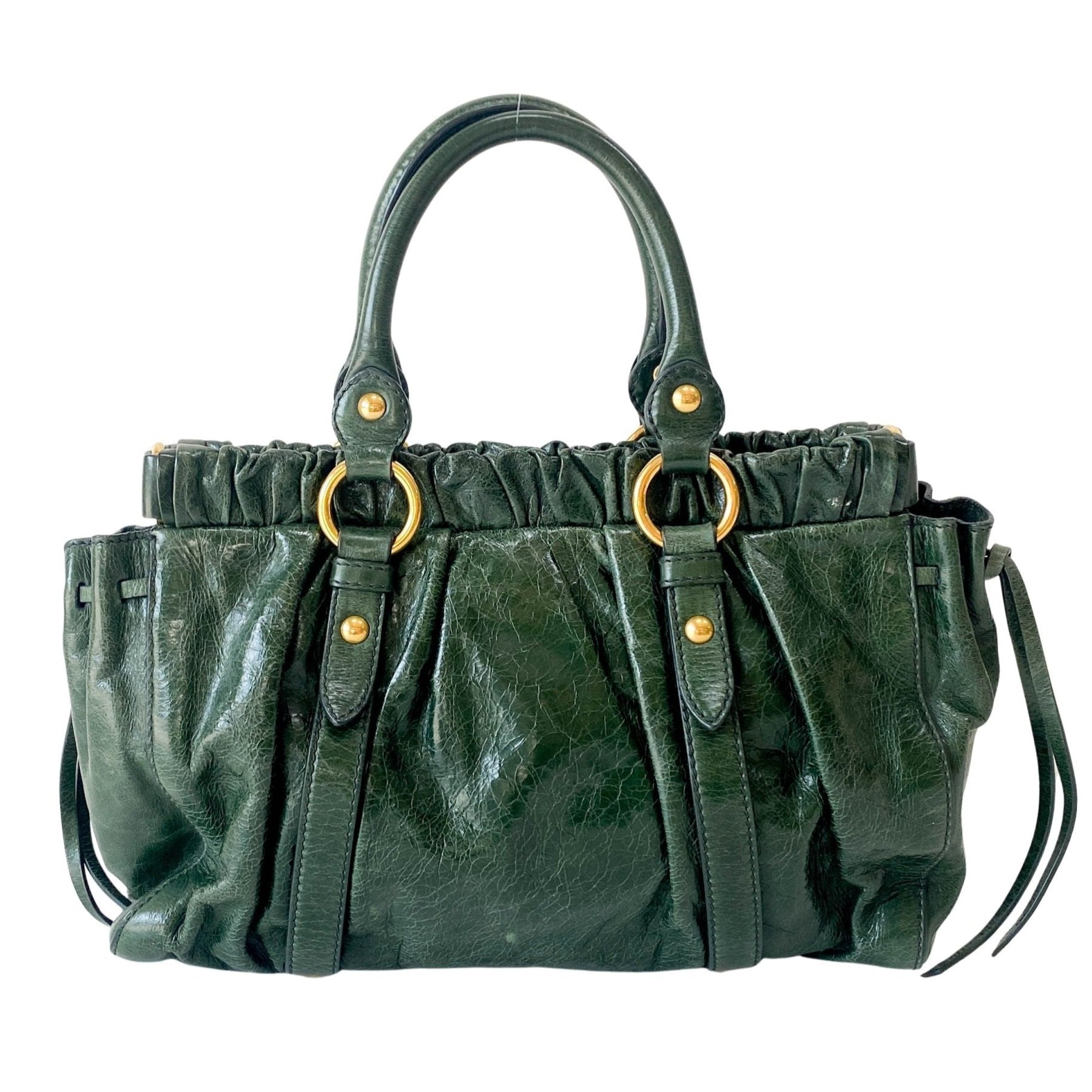MIU MIU Vitello Bauletto Emerald Green Handle Bag, in , Sold by HIVE PRELOVED - Handle Bags, ,