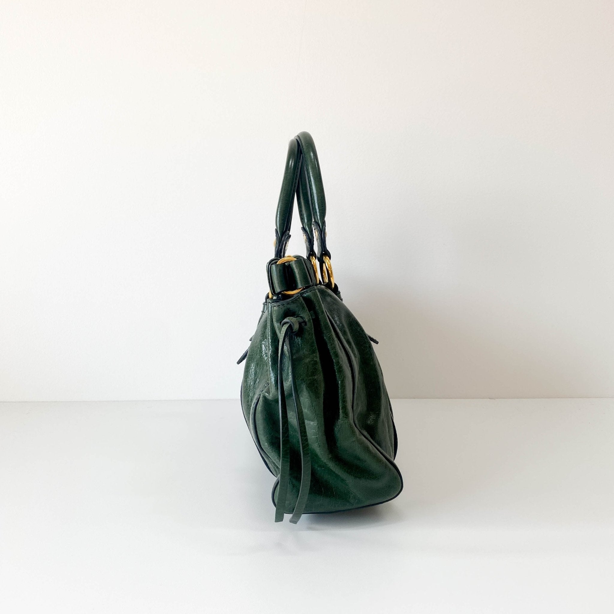 MIU MIU Vitello Bauletto Emerald Green Handle Bag, in , Sold by HIVE PRELOVED - Handle Bags, ,