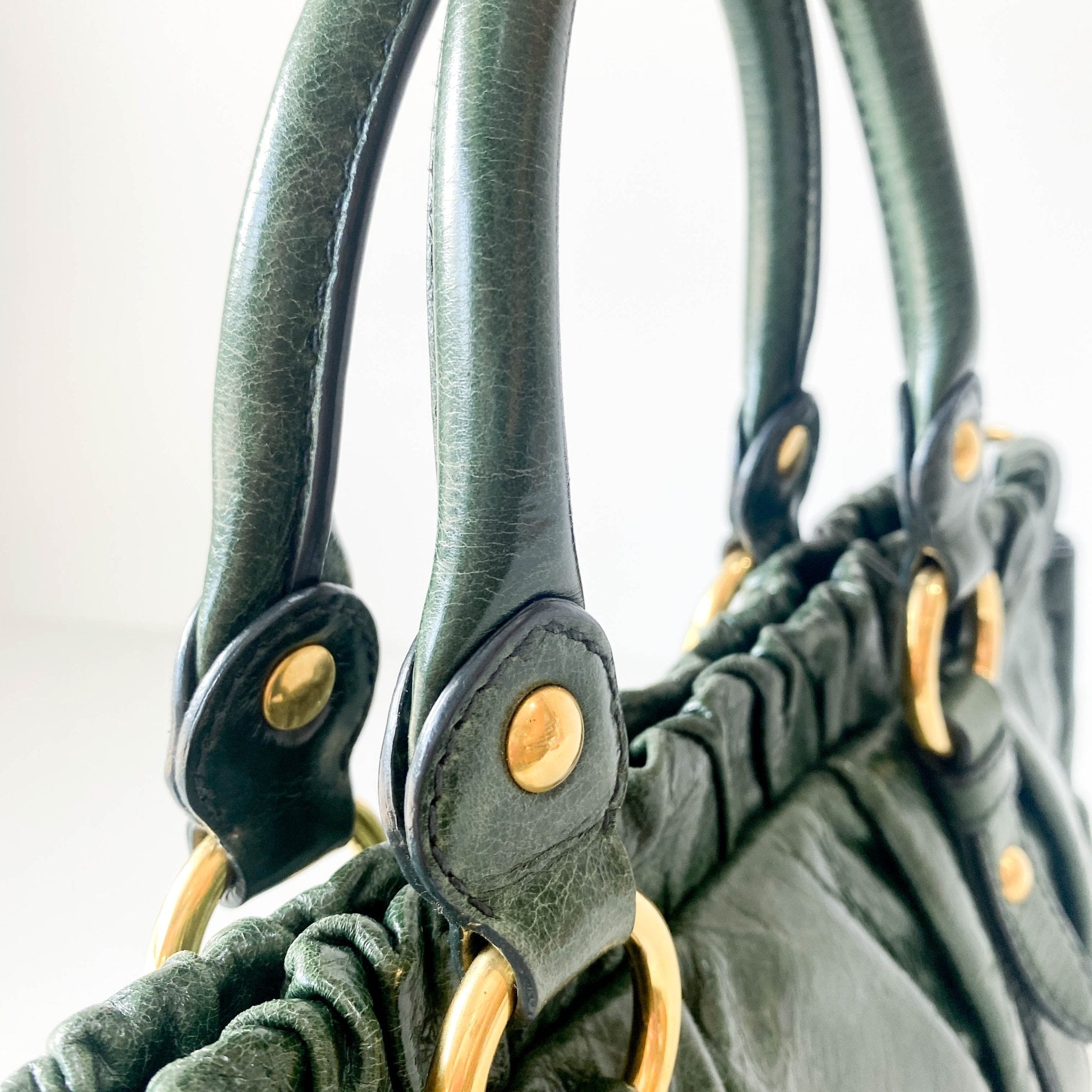 MIU MIU Vitello Bauletto Emerald Green Handle Bag, in , Sold by HIVE PRELOVED - Handle Bags, ,