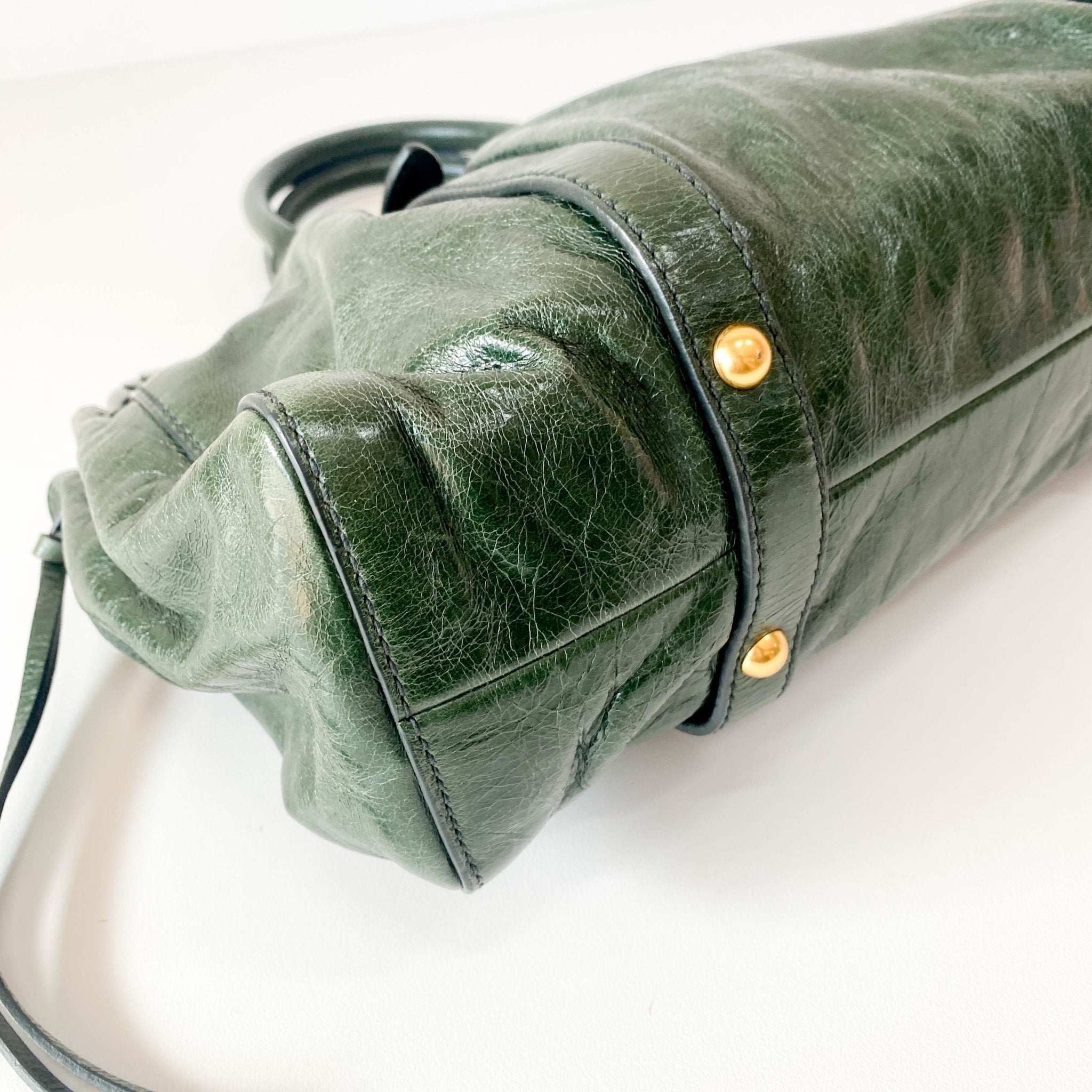 MIU MIU Vitello Bauletto Emerald Green Handle Bag, in , Sold by HIVE PRELOVED - Handle Bags, ,