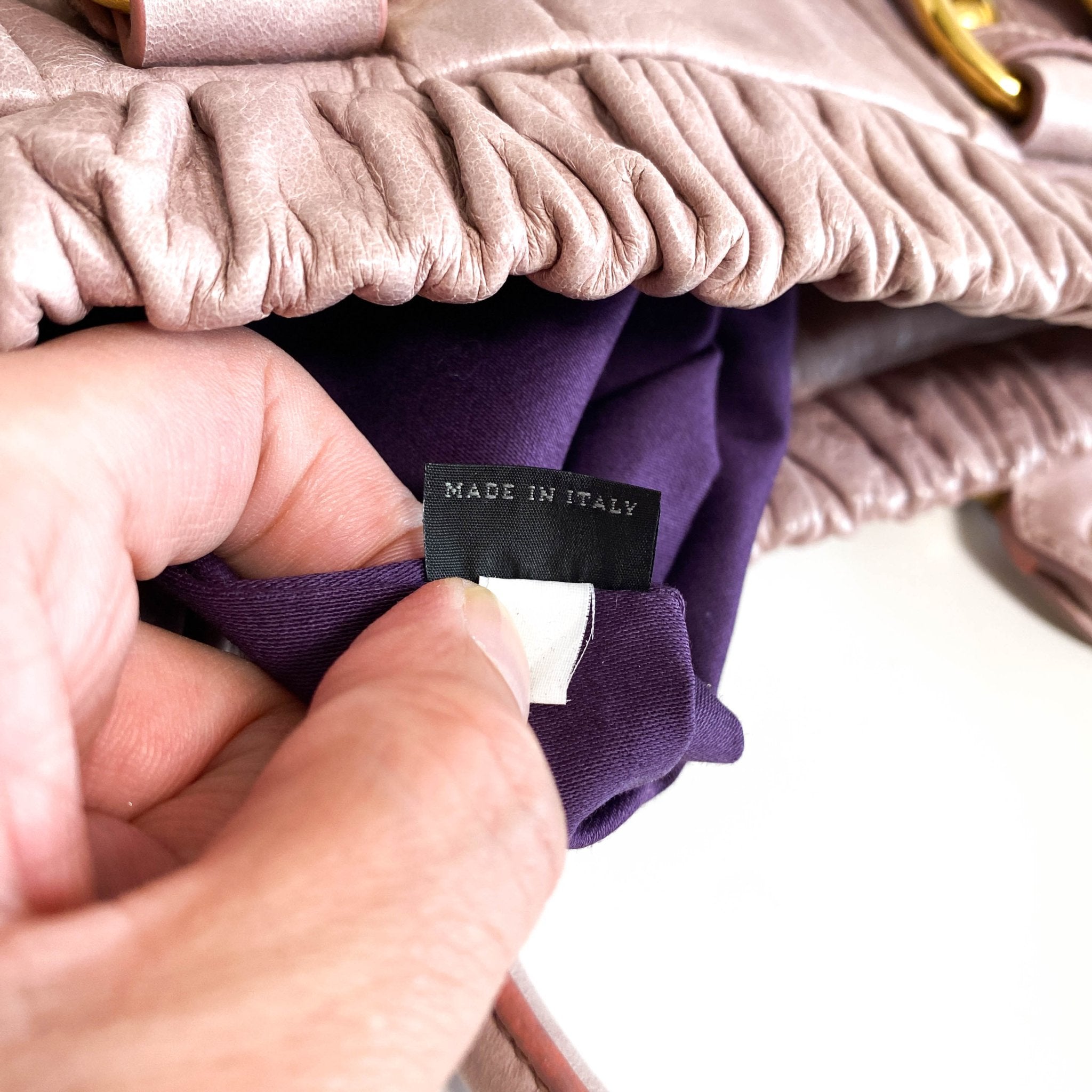 MIU MIU Vitello Bauletto Leather Handbag Dust Pink, in , Sold by HIVE PRELOVED - Crossbody bags, Handle Bags,