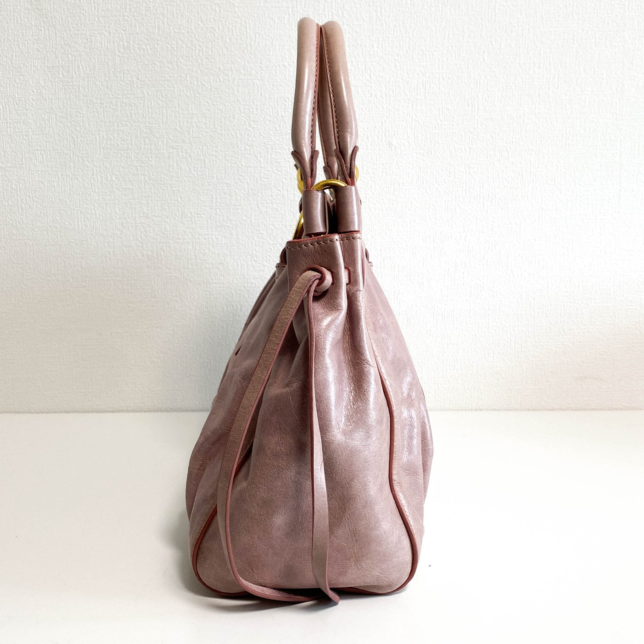 MIU MIU Vitello Bauletto Leather Handbag Dust Pink, in , Sold by HIVE PRELOVED - Crossbody bags, Handle Bags,