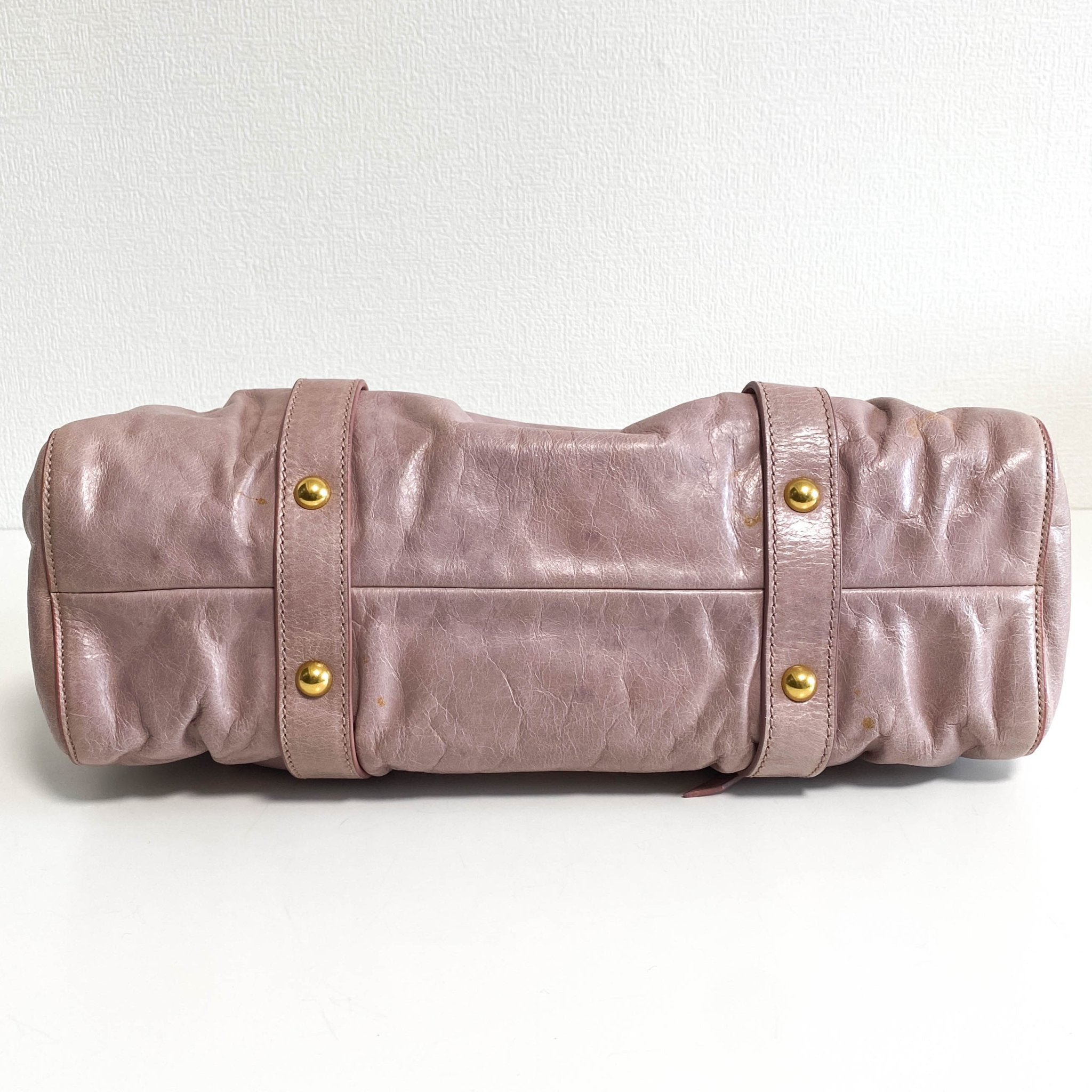 MIU MIU Vitello Bauletto Leather Handbag Dust Pink, in , Sold by HIVE PRELOVED - Crossbody bags, Handle Bags,