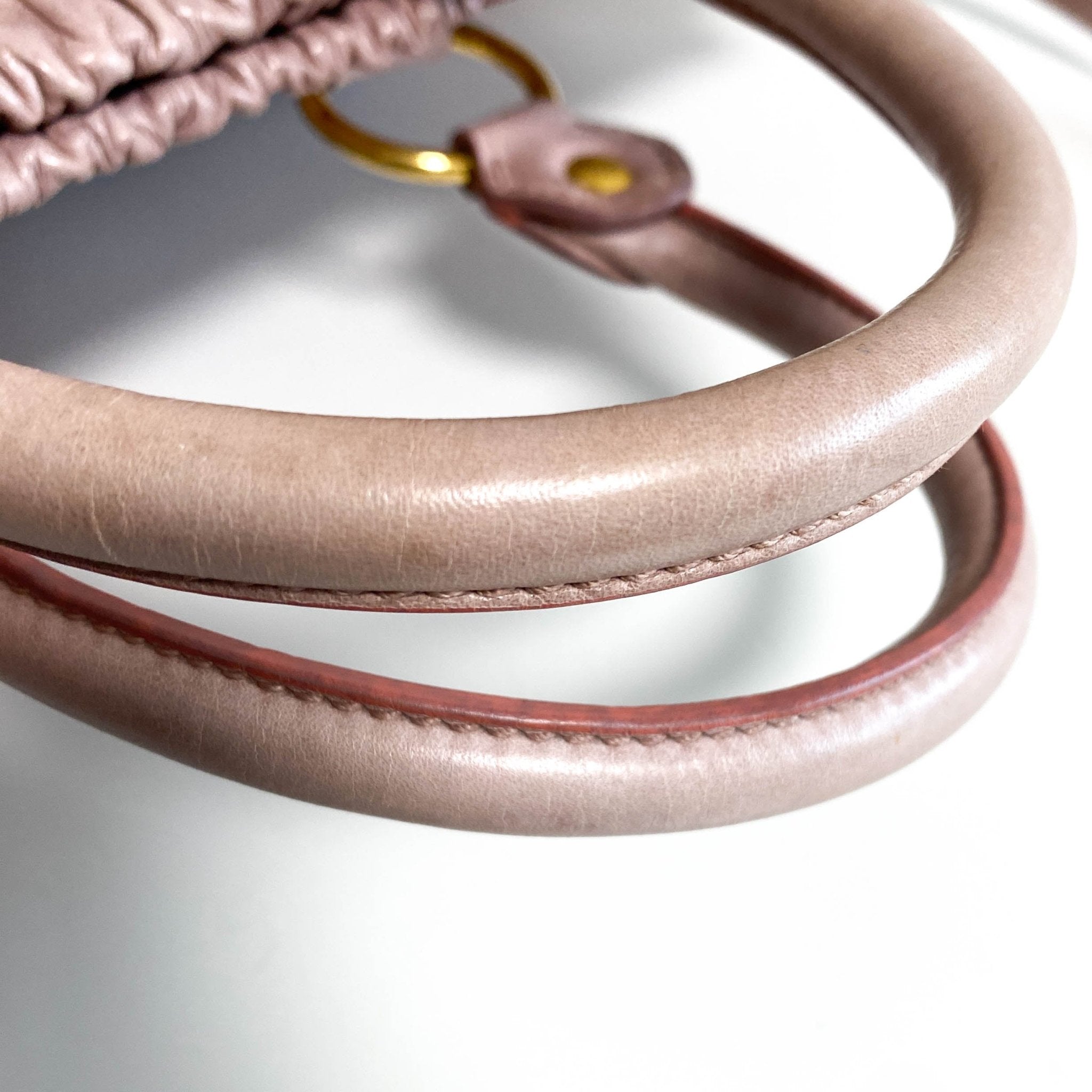 MIU MIU Vitello Bauletto Leather Handbag Dust Pink, in , Sold by HIVE PRELOVED - Crossbody bags, Handle Bags,