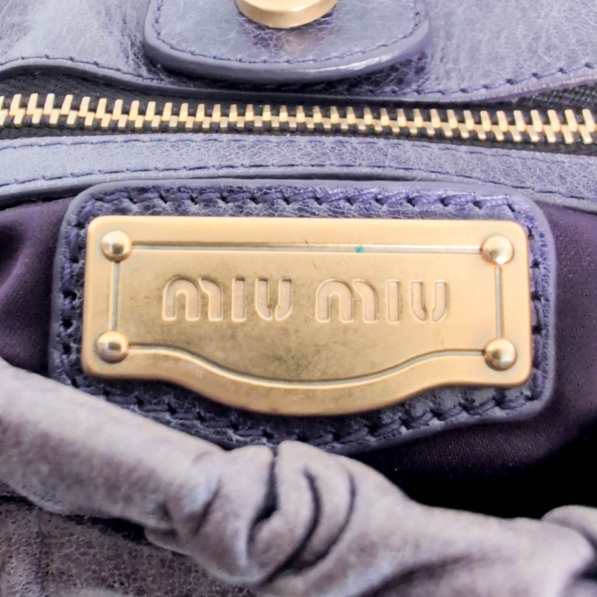MIU MIU Vitello Bauletto Leather Handbag Purple, in , Sold by HIVE PRELOVED - Handle Bags, ,