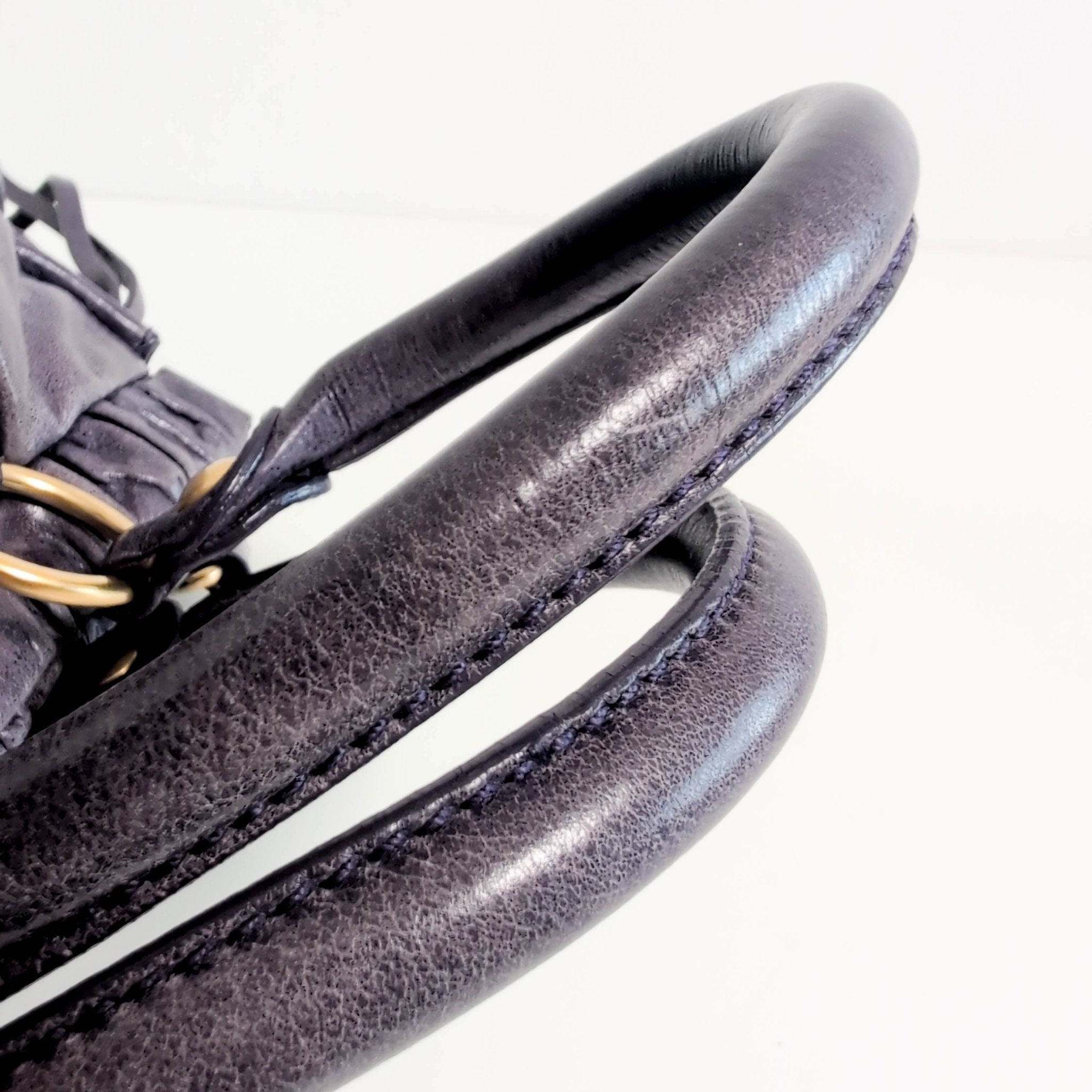 MIU MIU Vitello Bauletto Leather Handbag Purple, in , Sold by HIVE PRELOVED - Handle Bags, ,