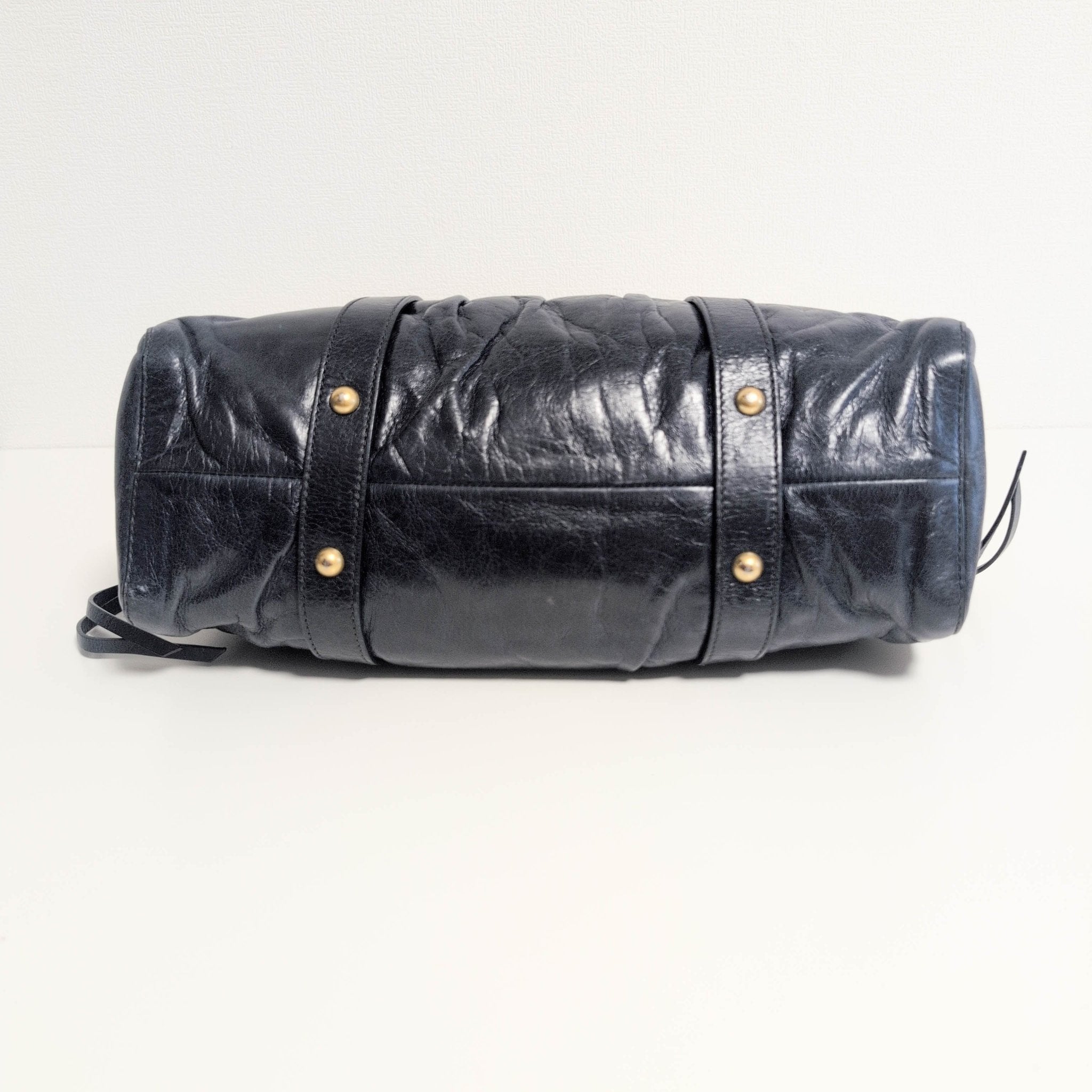 MIU MIU Vitello Bauletto Navy Leather Handbag, in , Sold by HIVE PRELOVED - Handle Bags, ,