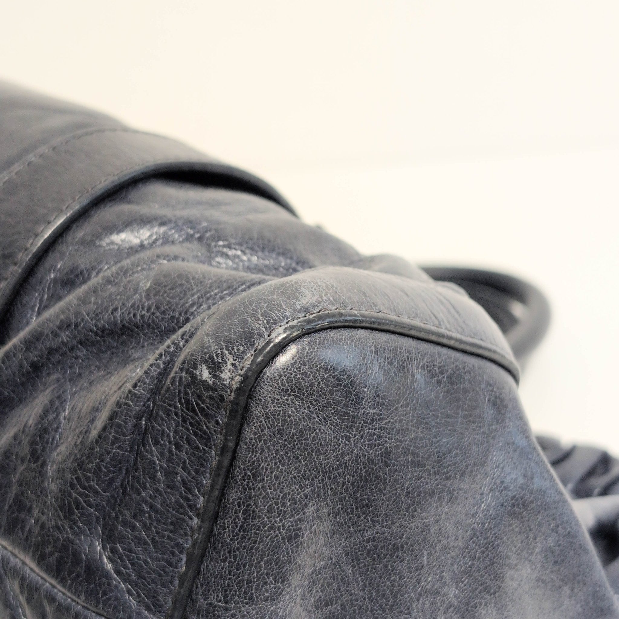 MIU MIU Vitello Bauletto Navy Leather Handbag, in , Sold by HIVE PRELOVED - Handle Bags, ,