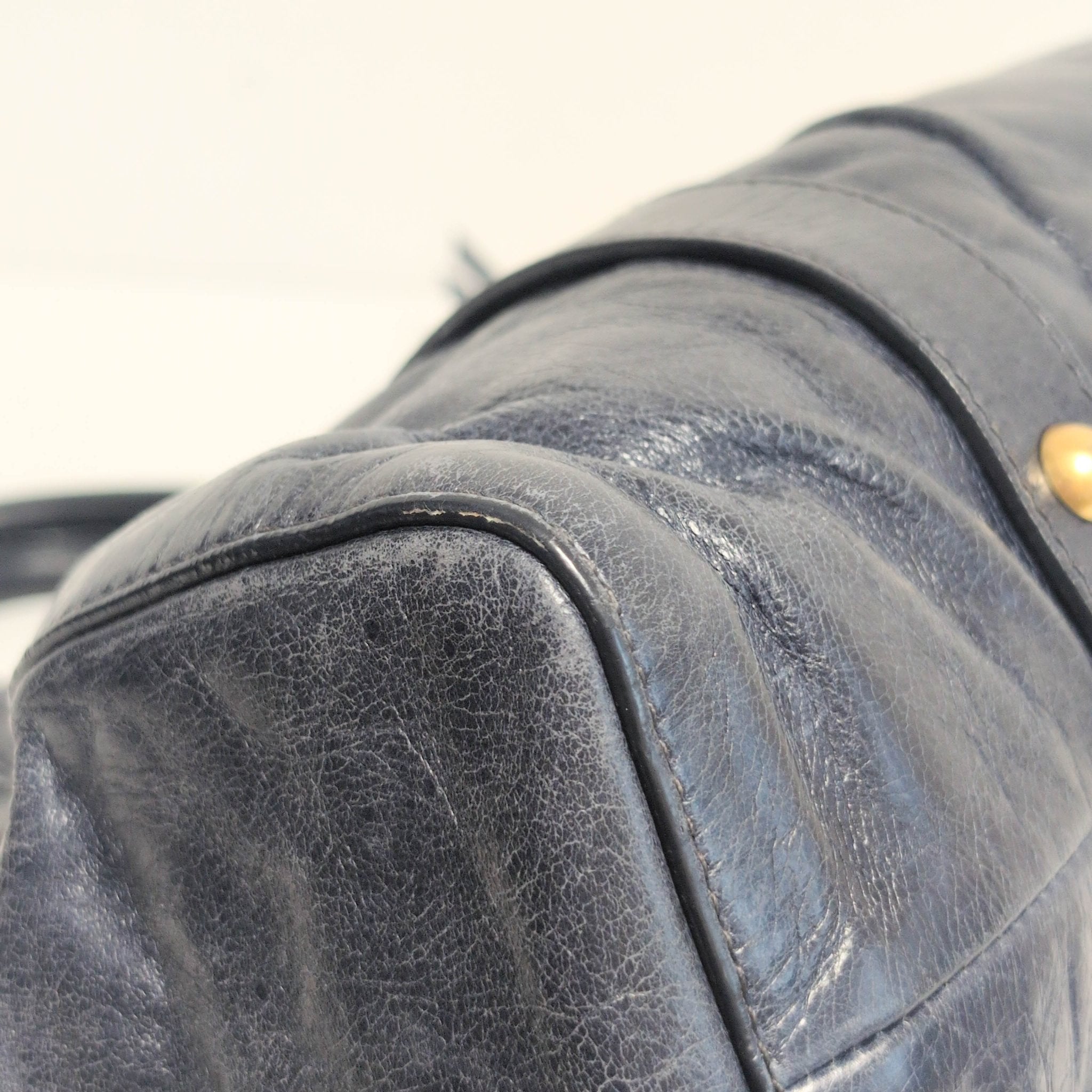 MIU MIU Vitello Bauletto Navy Leather Handbag, in , Sold by HIVE PRELOVED - Handle Bags, ,