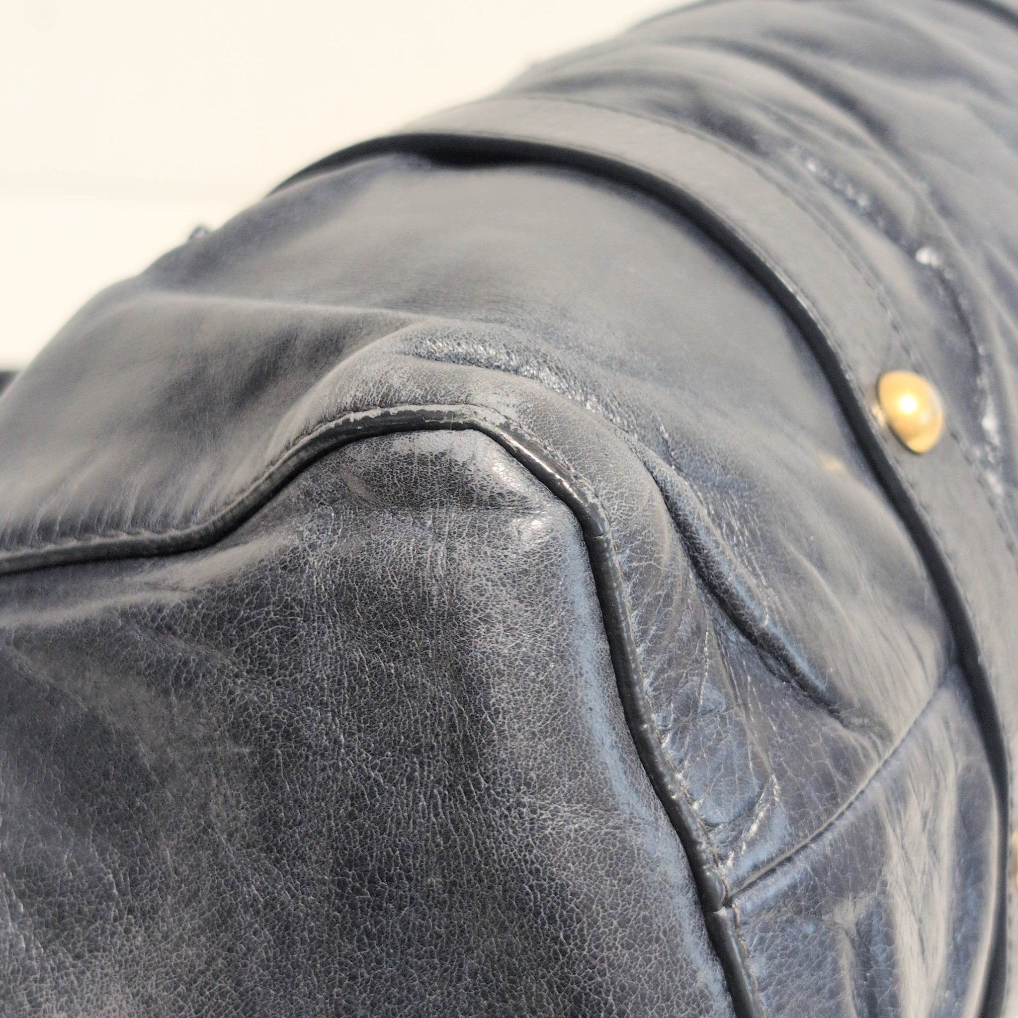 MIU MIU Vitello Bauletto Navy Leather Handbag, in , Sold by HIVE PRELOVED - Handle Bags, ,