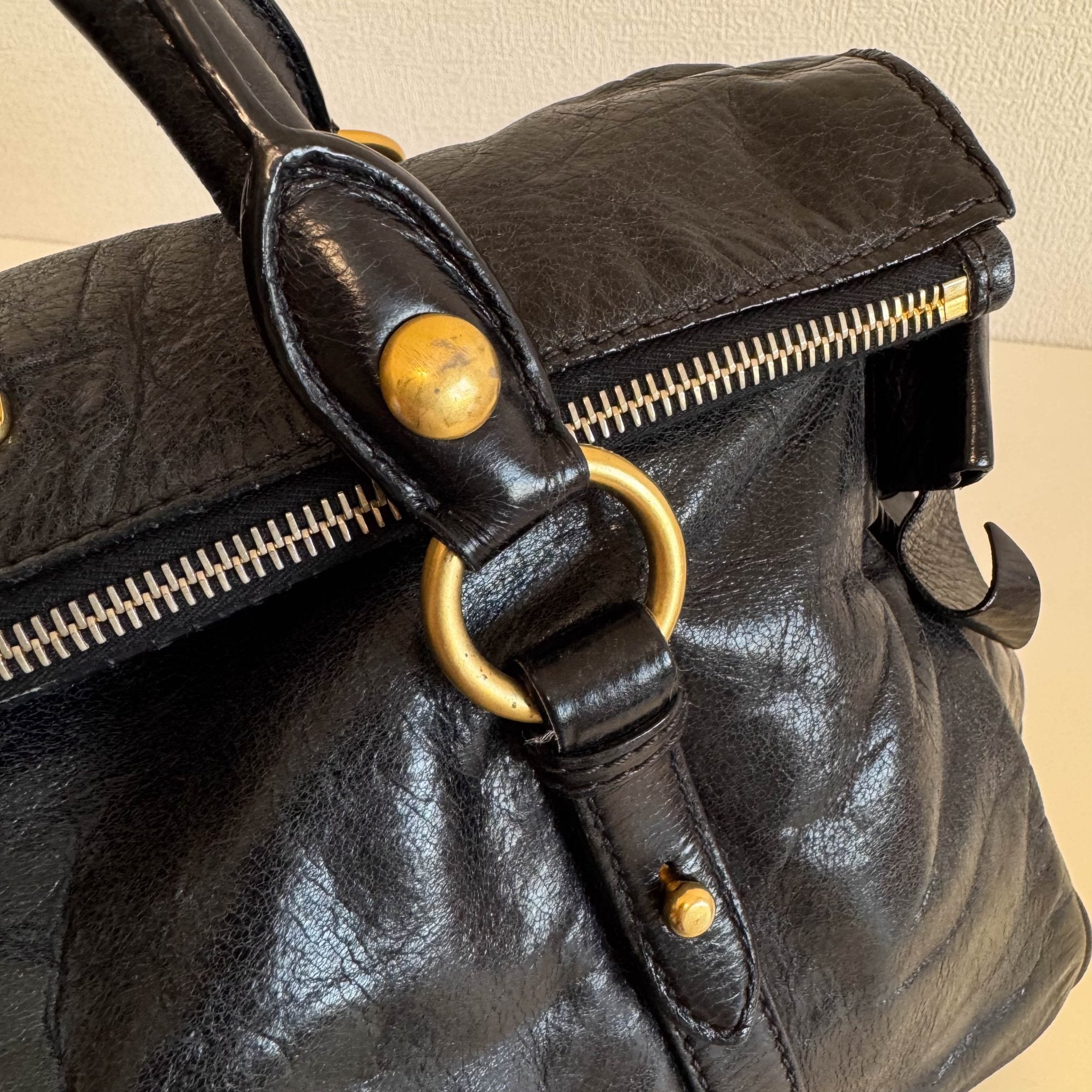 MIU MIU Vitello Black Leather Handle Bag with Crossbody Strap, in , Sold by HIVE PRELOVED - Crossbody bags, Handle Bags,