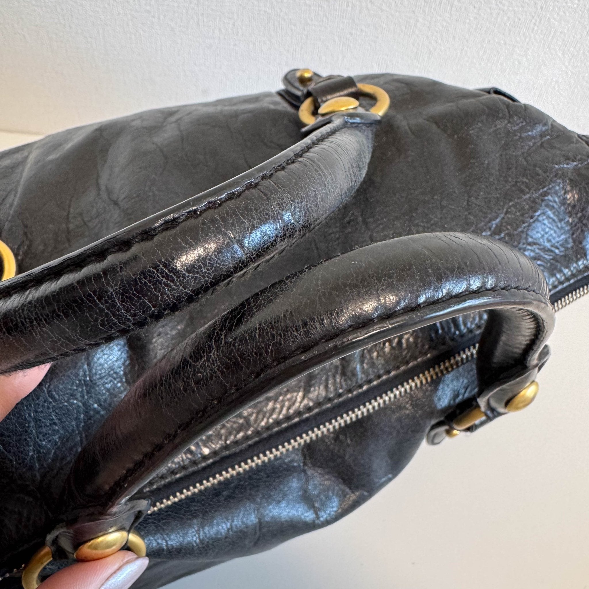 MIU MIU Vitello Black Leather Handle Bag with Crossbody Strap, in , Sold by HIVE PRELOVED - Crossbody bags, Handle Bags,