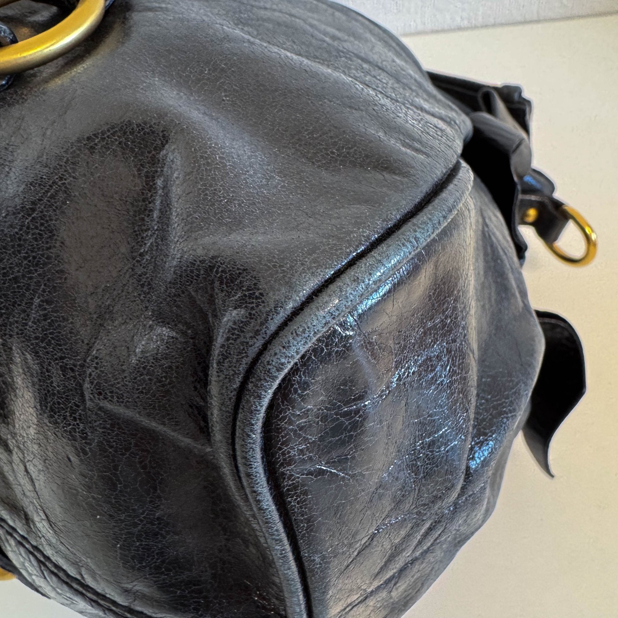 MIU MIU Vitello Black Leather Handle Bag with Crossbody Strap, in , Sold by HIVE PRELOVED - Crossbody bags, Handle Bags,