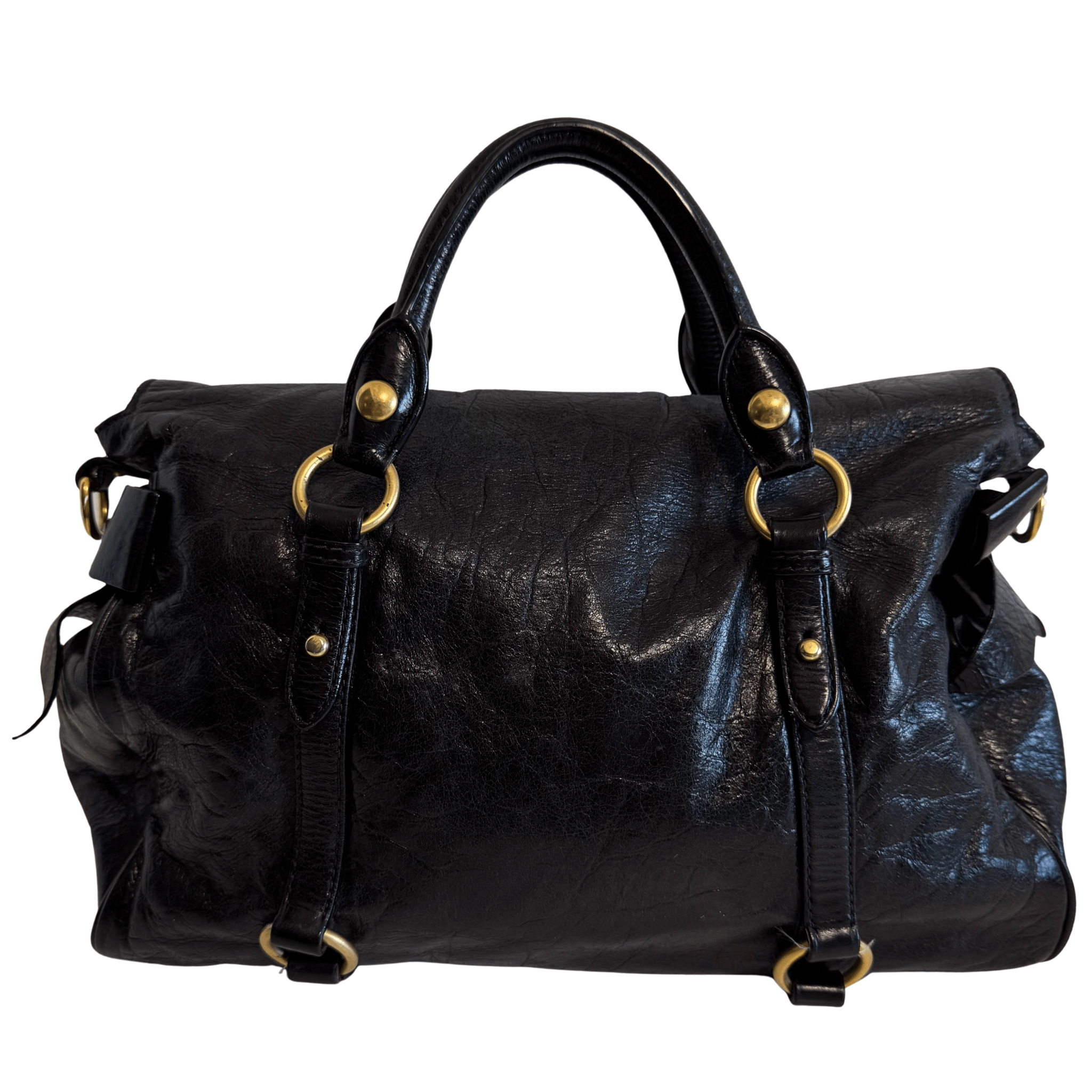 MIU MIU Vitello Black Leather Handle Bag with Crossbody Strap, in , Sold by HIVE PRELOVED - Crossbody bags, Handle Bags,