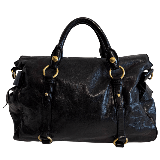 MIU MIU Vitello Black Leather Handle Bag with Crossbody Strap, in , Sold by HIVE PRELOVED - Crossbody bags, Handle Bags,