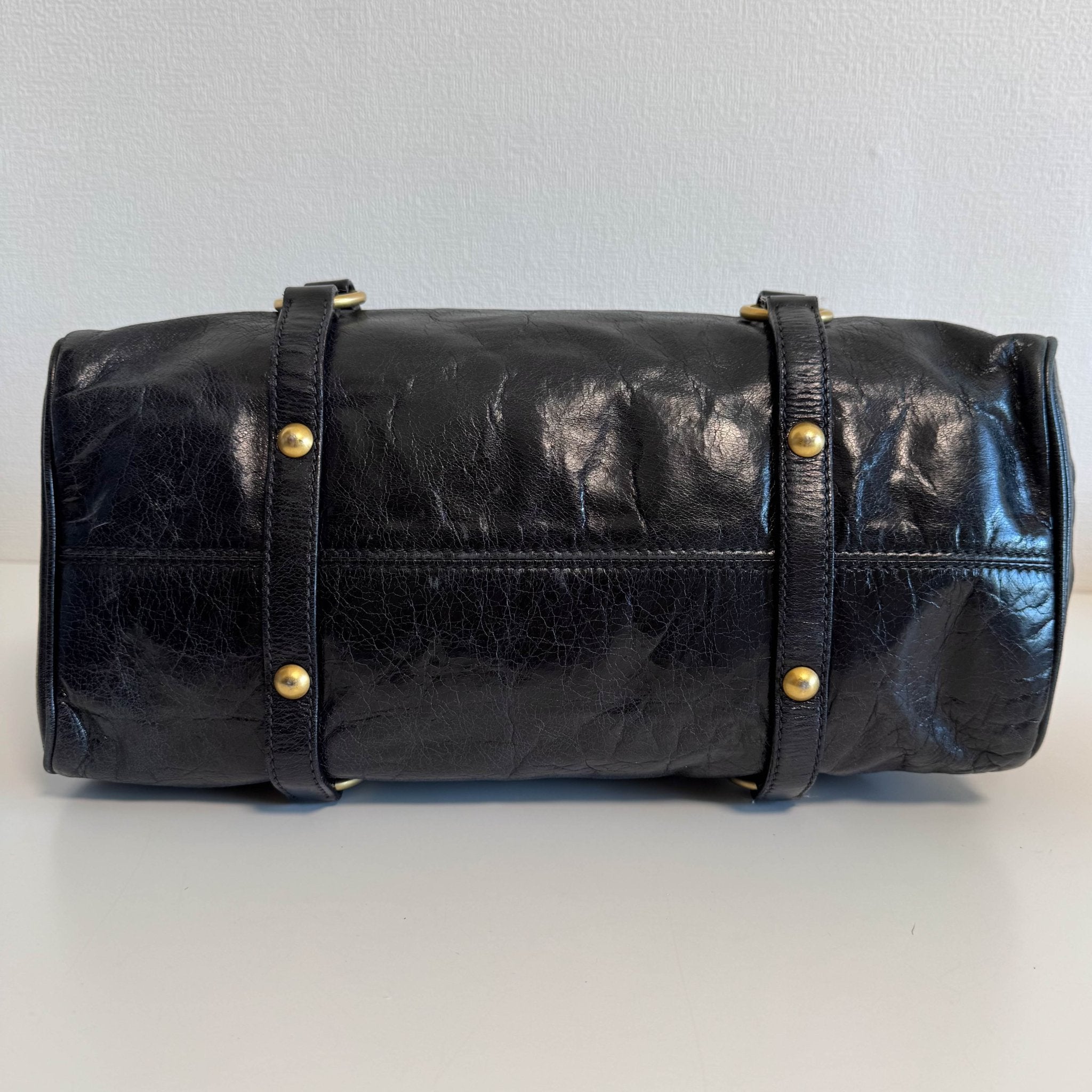 MIU MIU Vitello Black Leather Handle Bag with Crossbody Strap, in , Sold by HIVE PRELOVED - Crossbody bags, Handle Bags,