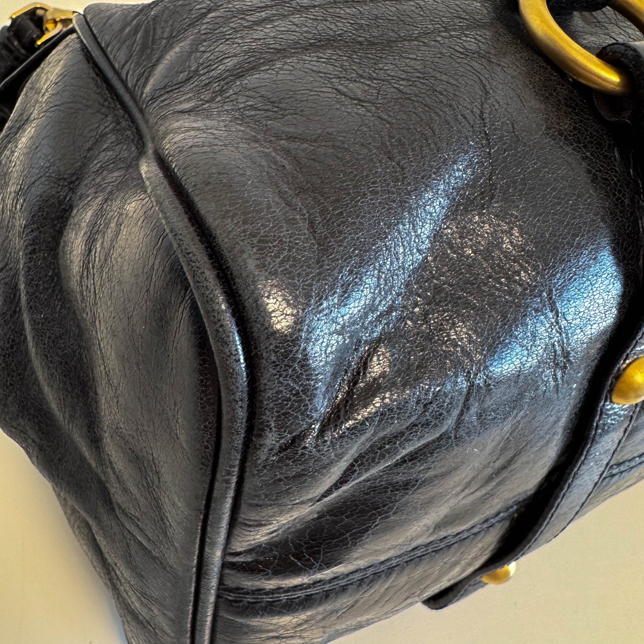 MIU MIU Vitello Black Leather Handle Bag with Crossbody Strap, in , Sold by HIVE PRELOVED - Crossbody bags, Handle Bags,