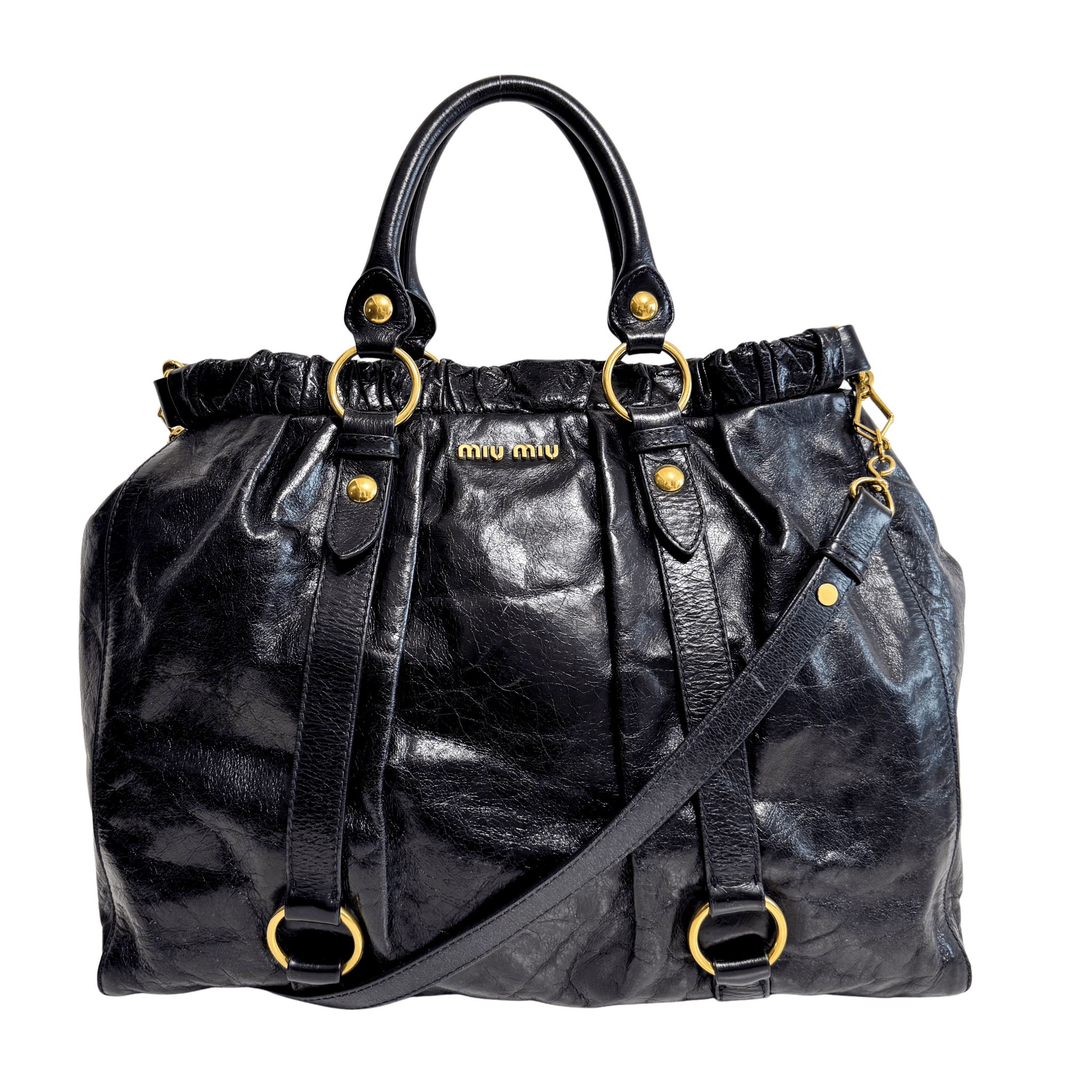 MIU MIU Vitello Black LM Leather Handbag Shoulder Bag, in , Sold by HIVE PRELOVED - Handle Bags, Shoulder Bags,