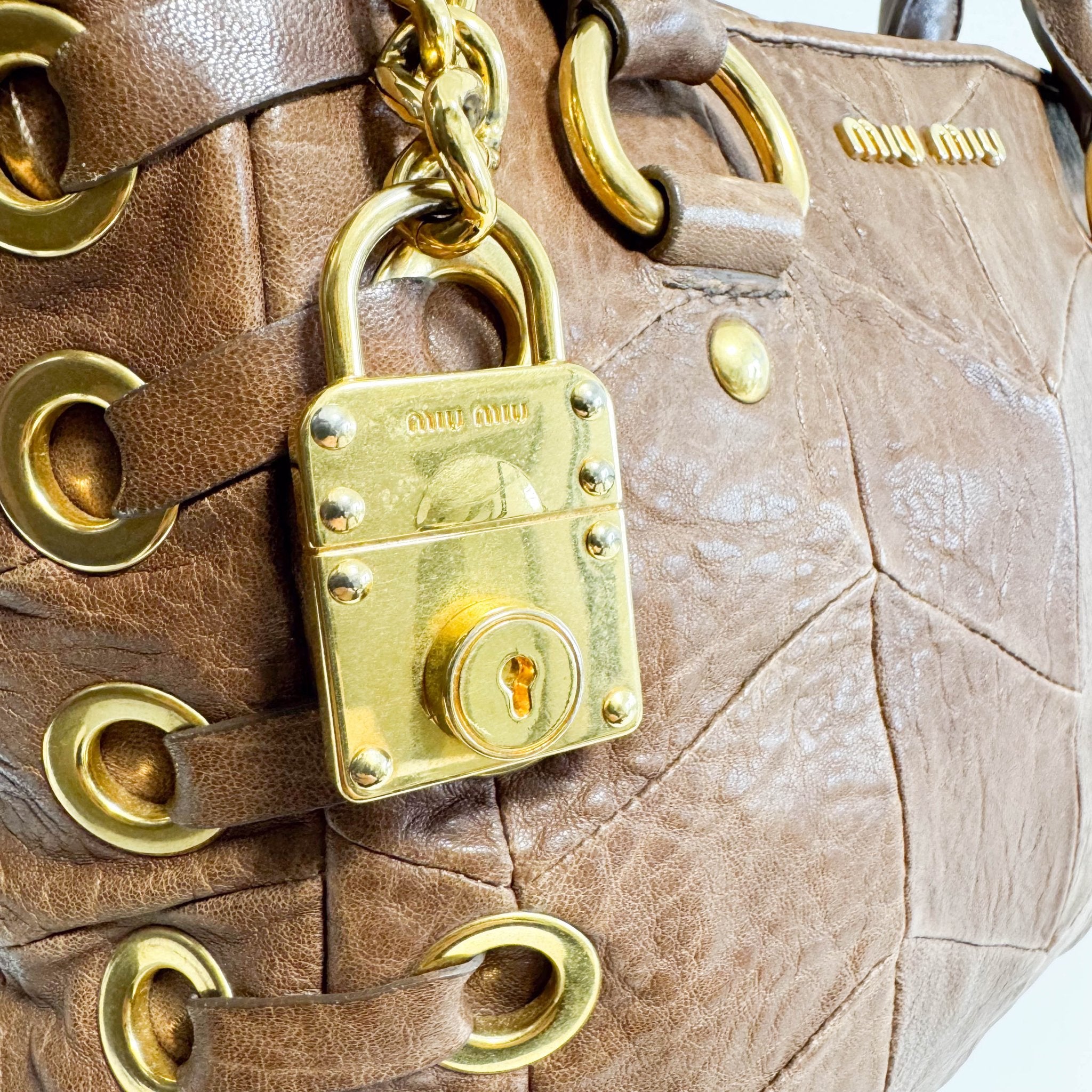 MIU MIU Vitello Brown Leather Hand Bag, in , Sold by HIVE PRELOVED - Handle Bags, Shoulder Bags,