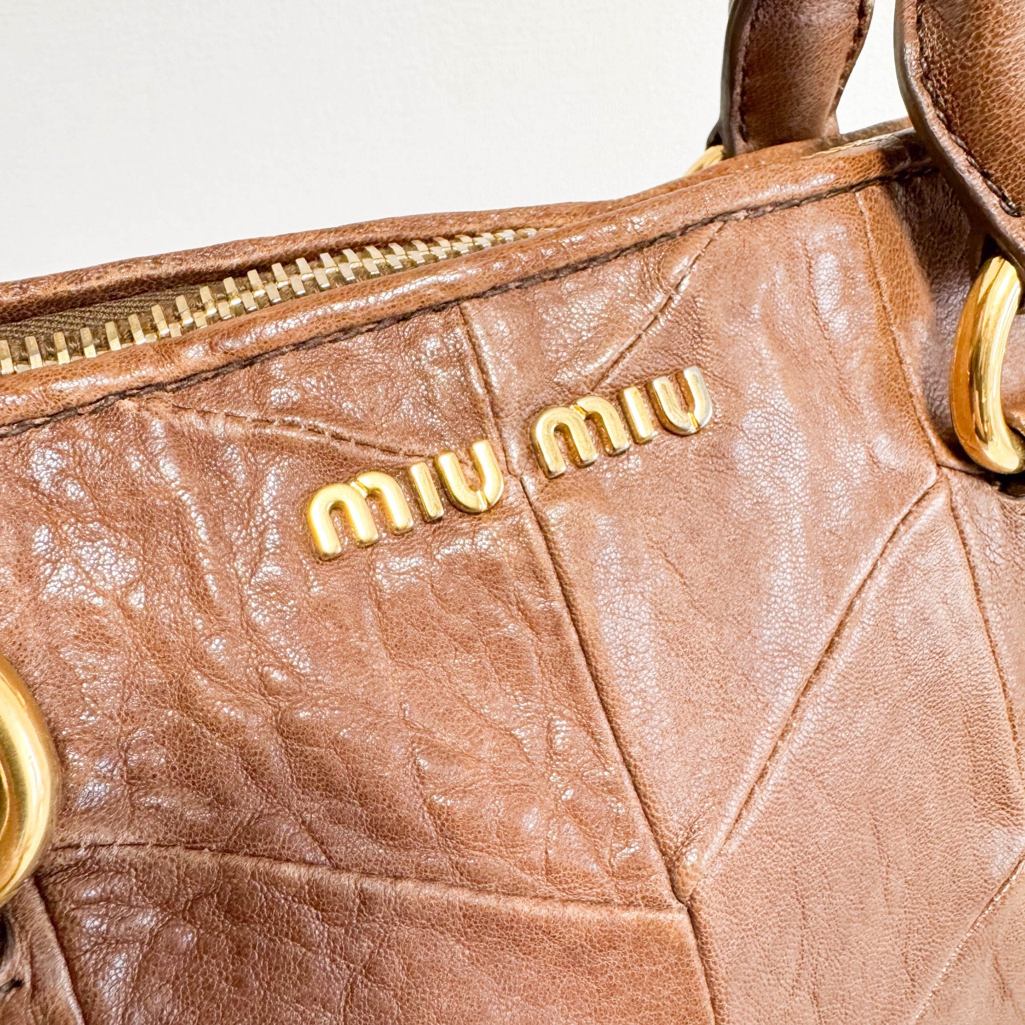 MIU MIU Vitello Brown Leather Hand Bag, in , Sold by HIVE PRELOVED - Handle Bags, Shoulder Bags,