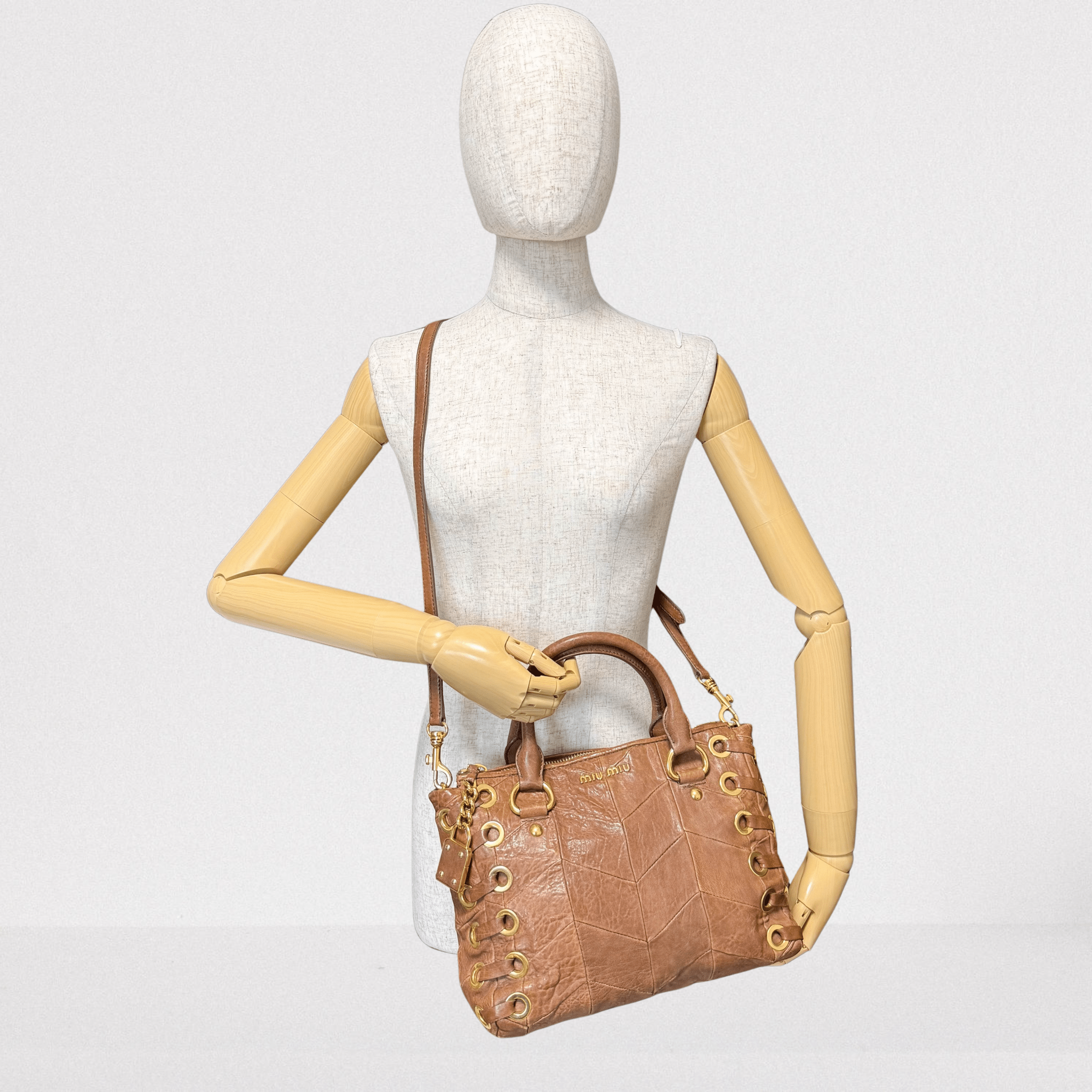 MIU MIU Vitello Brown Leather Hand Bag, in , Sold by HIVE PRELOVED - Handle Bags, Shoulder Bags,