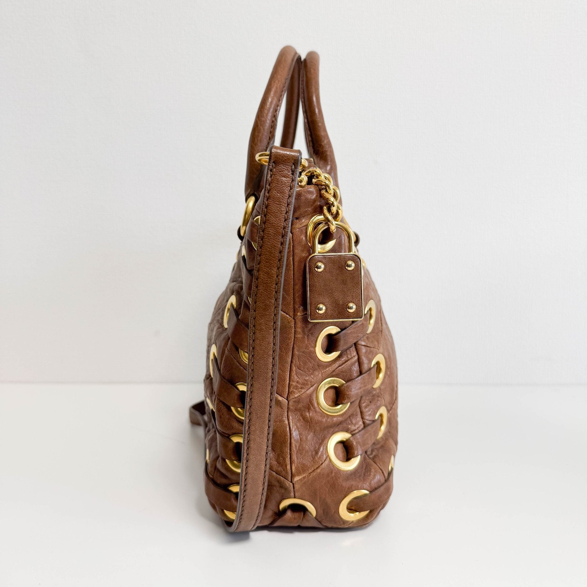 MIU MIU Vitello Brown Leather Hand Bag, in , Sold by HIVE PRELOVED - Handle Bags, Shoulder Bags,