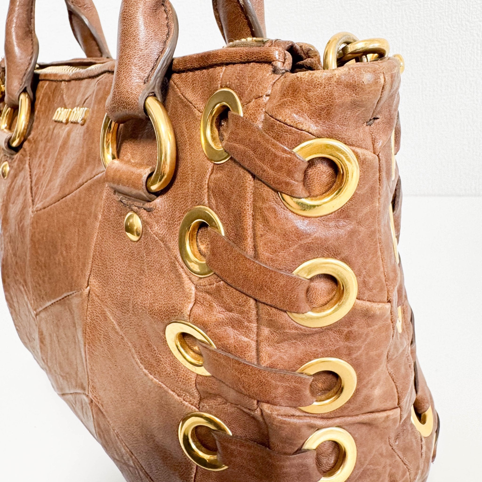 MIU MIU Vitello Brown Leather Hand Bag, in , Sold by HIVE PRELOVED - Handle Bags, Shoulder Bags,
