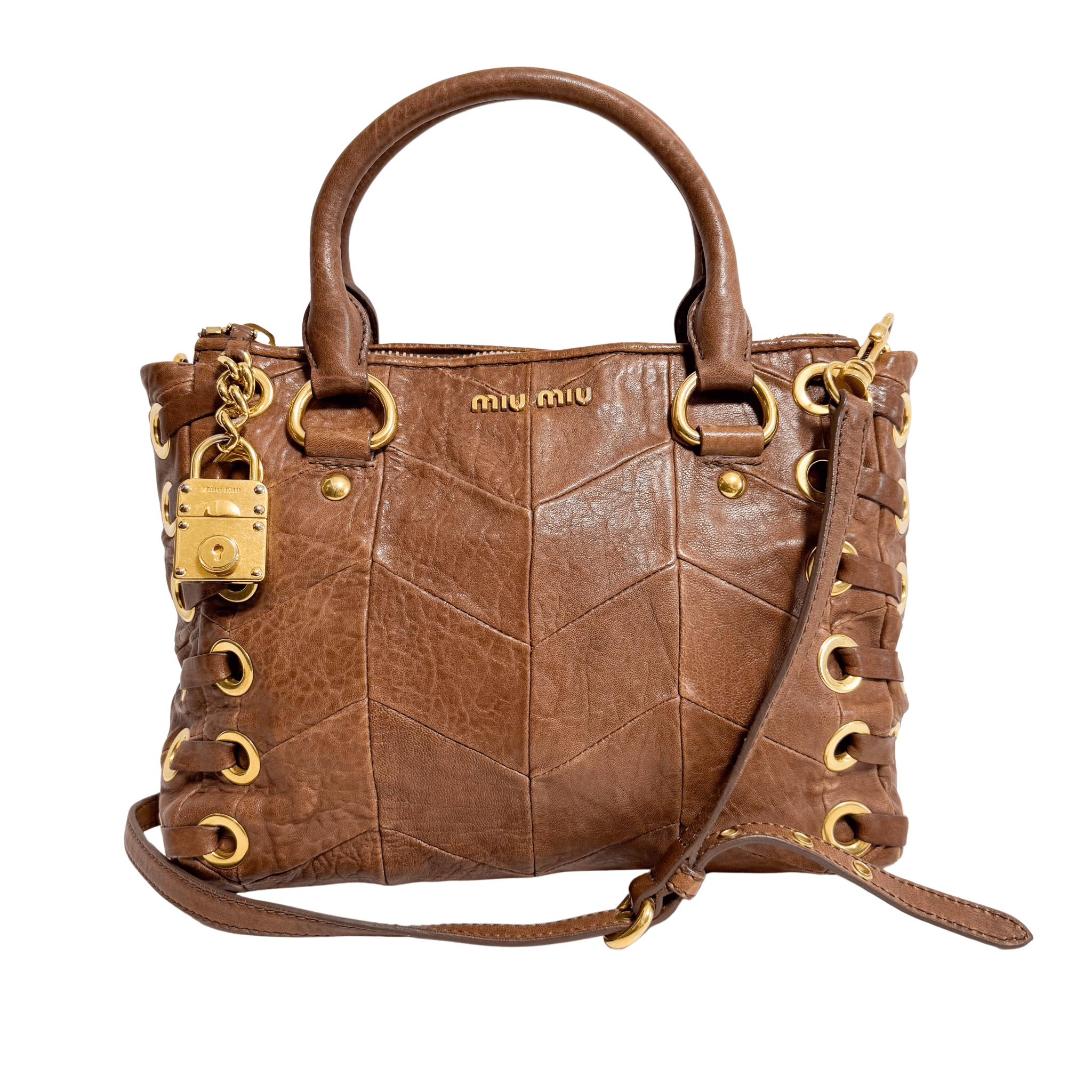 MIU MIU Vitello Brown Leather Hand Bag, in , Sold by HIVE PRELOVED - Handle Bags, Shoulder Bags,