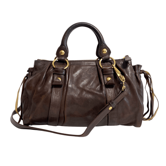 MIU MIU Vitello Brown Leather Handbag Shoulder Bag, in , Sold by HIVE PRELOVED - Handle Bags, Shoulder Bags,