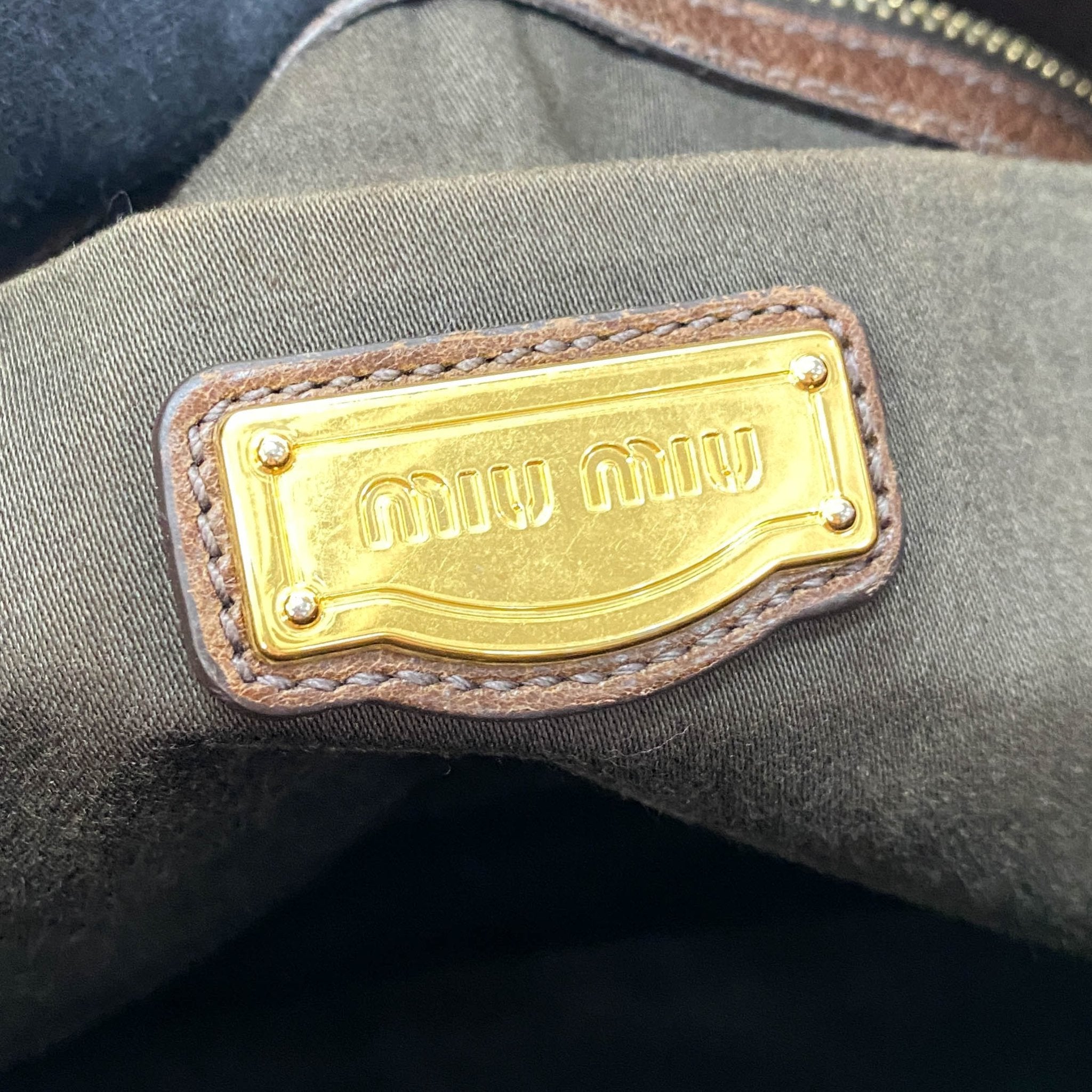 MIU MIU Vitello Brown Leather Top Handle Bag, in , Sold by HIVE PRELOVED - Crossbody bags, Handle Bags,
