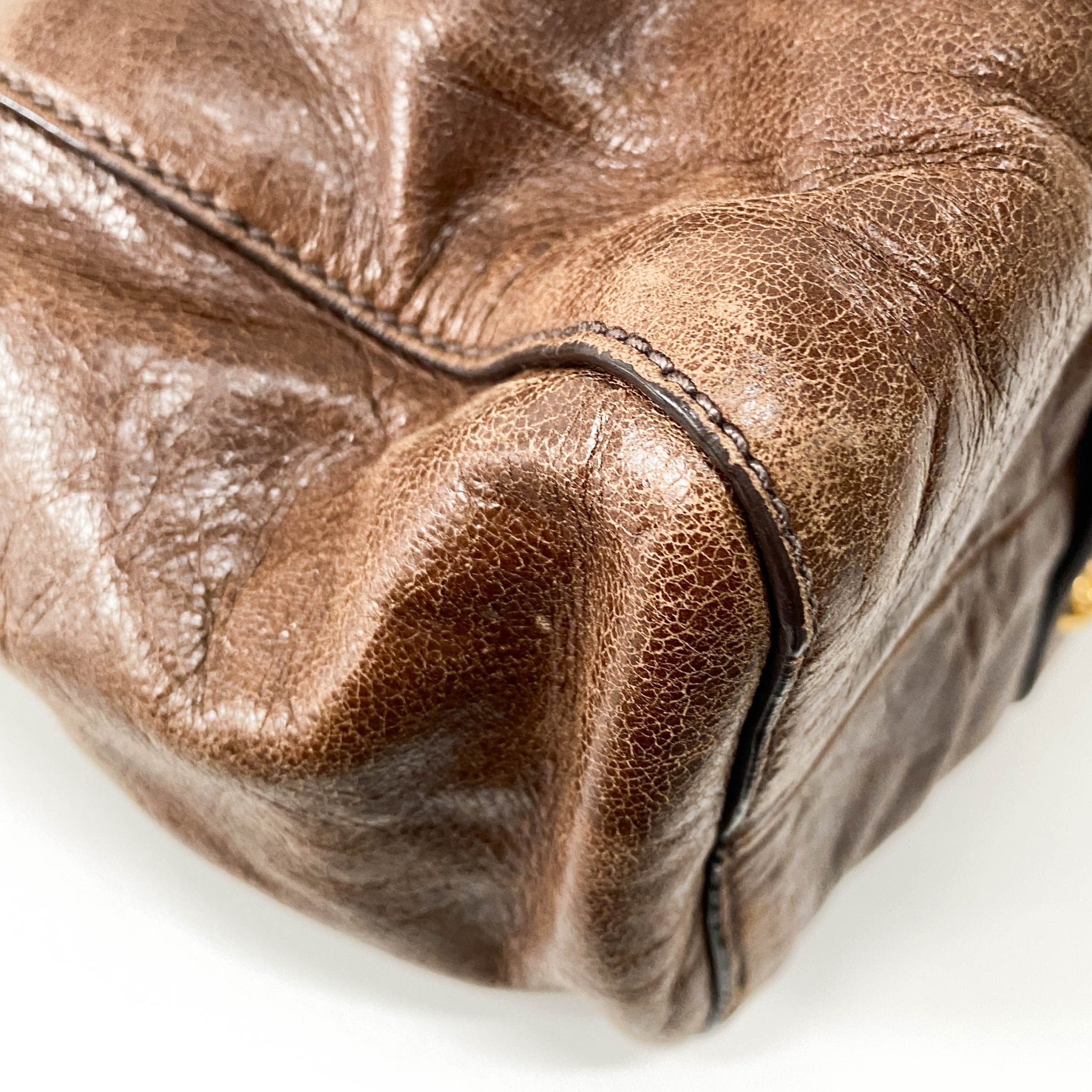 MIU MIU Vitello Brown Leather Top Handle Bag, in , Sold by HIVE PRELOVED - Crossbody bags, Handle Bags,