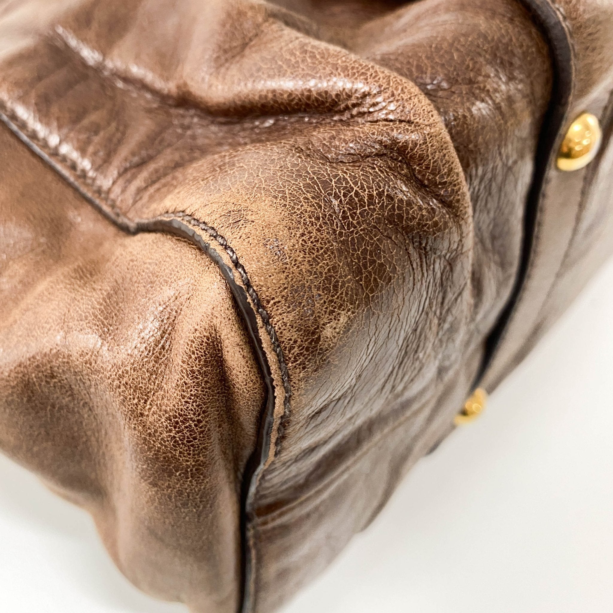 MIU MIU Vitello Brown Leather Top Handle Bag, in , Sold by HIVE PRELOVED - Crossbody bags, Handle Bags,