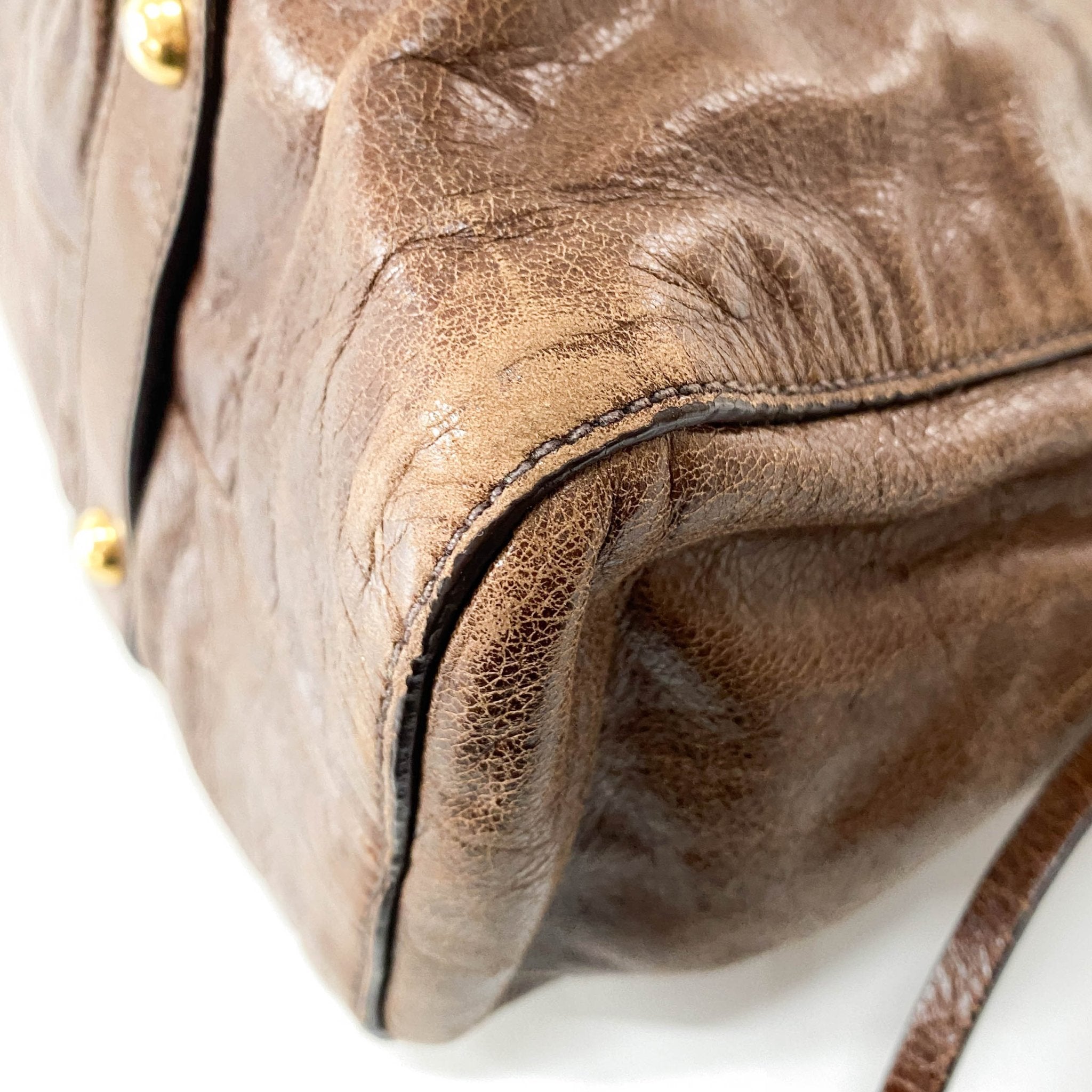 MIU MIU Vitello Brown Leather Top Handle Bag, in , Sold by HIVE PRELOVED - Crossbody bags, Handle Bags,