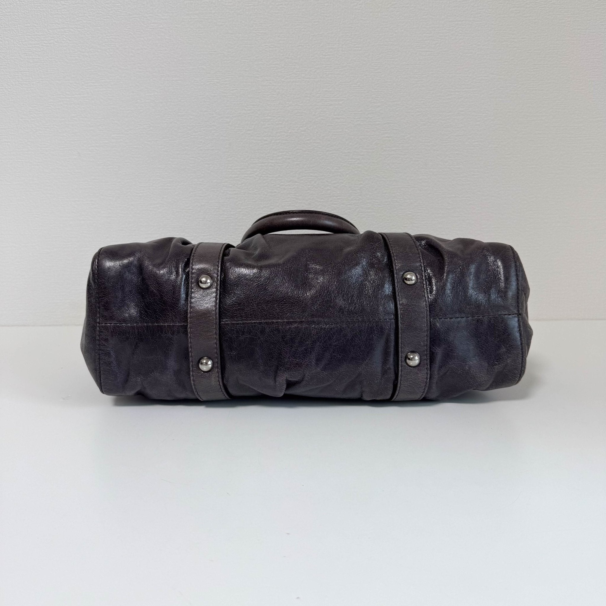 MIU MIU Vitello Grey Leather Top Handle Bag, in , Sold by HIVE PRELOVED - Handle Bags, Shoulder Bags,