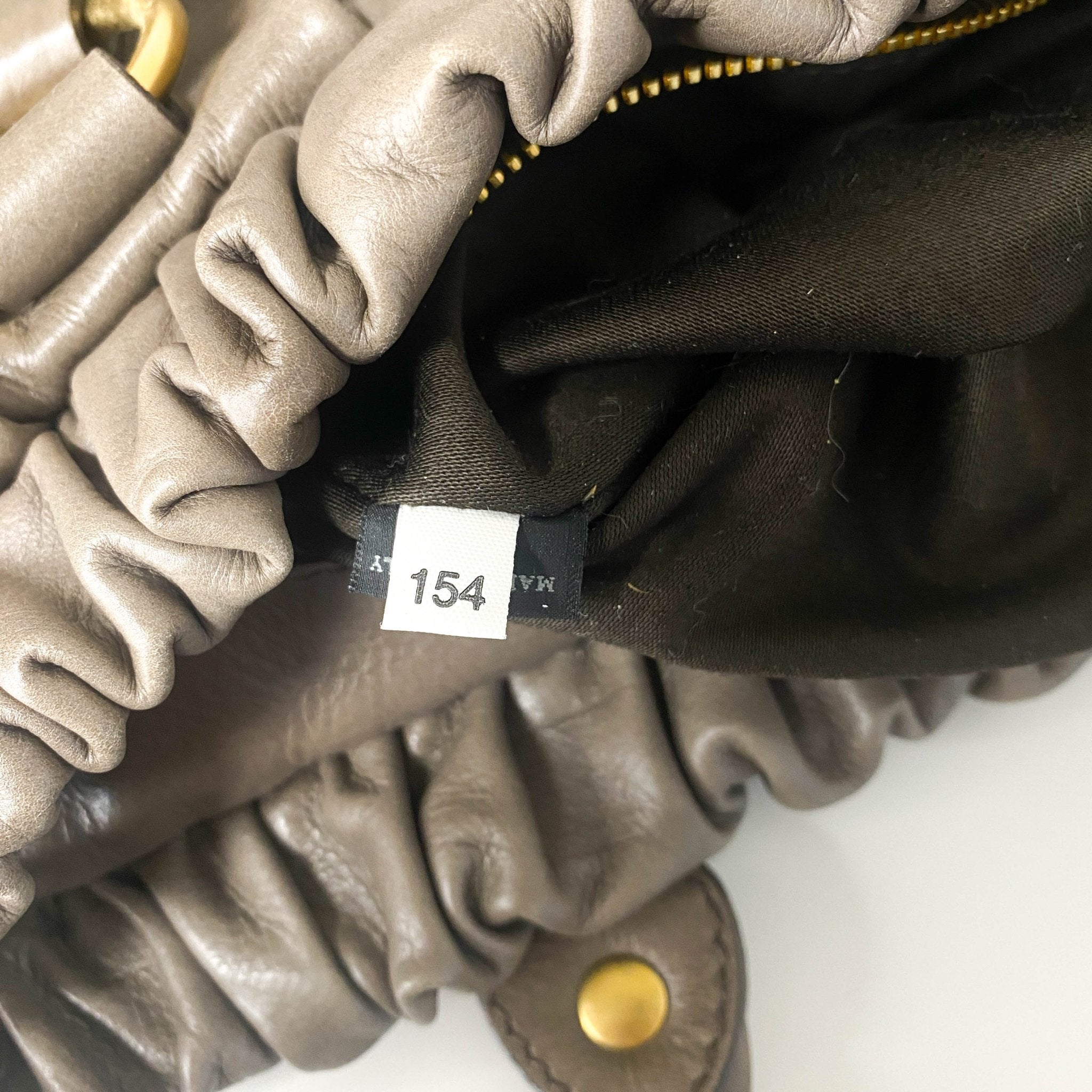 MIU MIU Vitello Lux Bauletto Leather Handbag Smoke Grey, in , Sold by HIVE PRELOVED - Crossbody bags, Handle Bags,