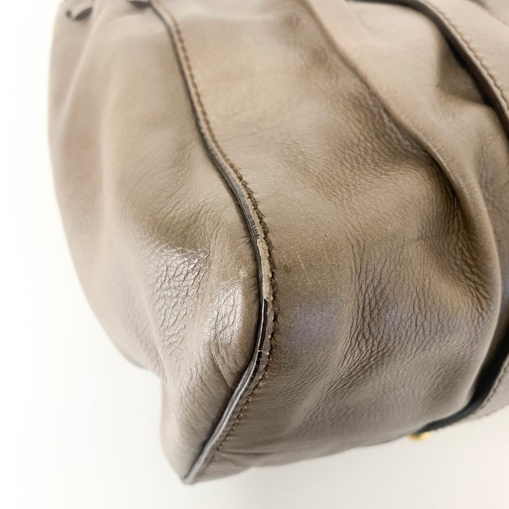 MIU MIU Vitello Lux Bauletto Leather Handbag Smoke Grey, in , Sold by HIVE PRELOVED - Crossbody bags, Handle Bags,