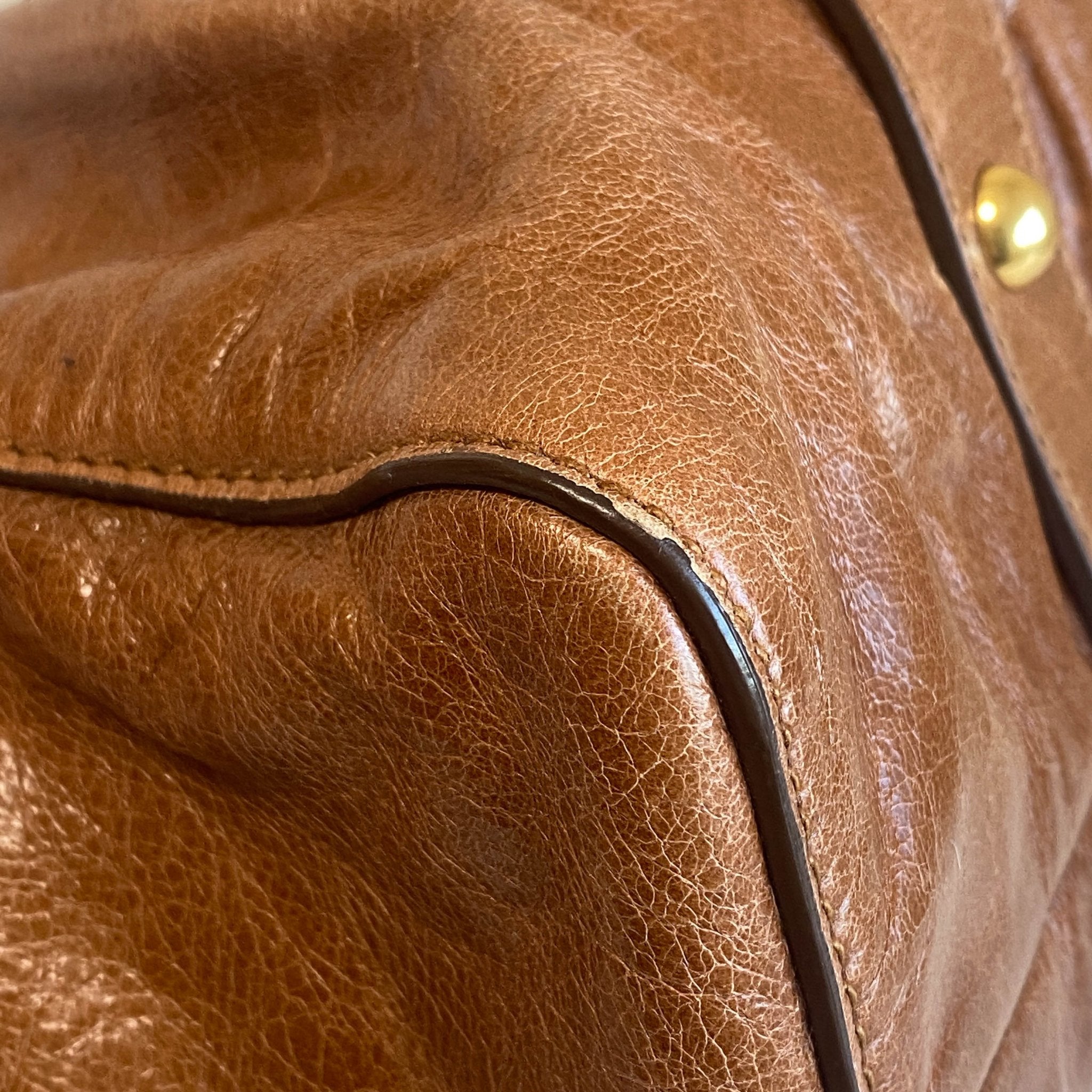 MIU MIU Vitello Luxe Brown Leather Hand Bag, in , Sold by HIVE PRELOVED - Crossbody bags, Handle Bags,