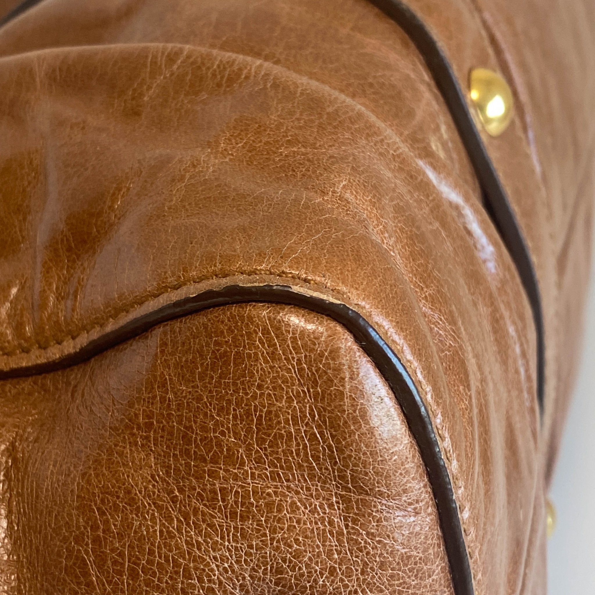 MIU MIU Vitello Luxe Brown Leather Hand Bag, in , Sold by HIVE PRELOVED - Crossbody bags, Handle Bags,