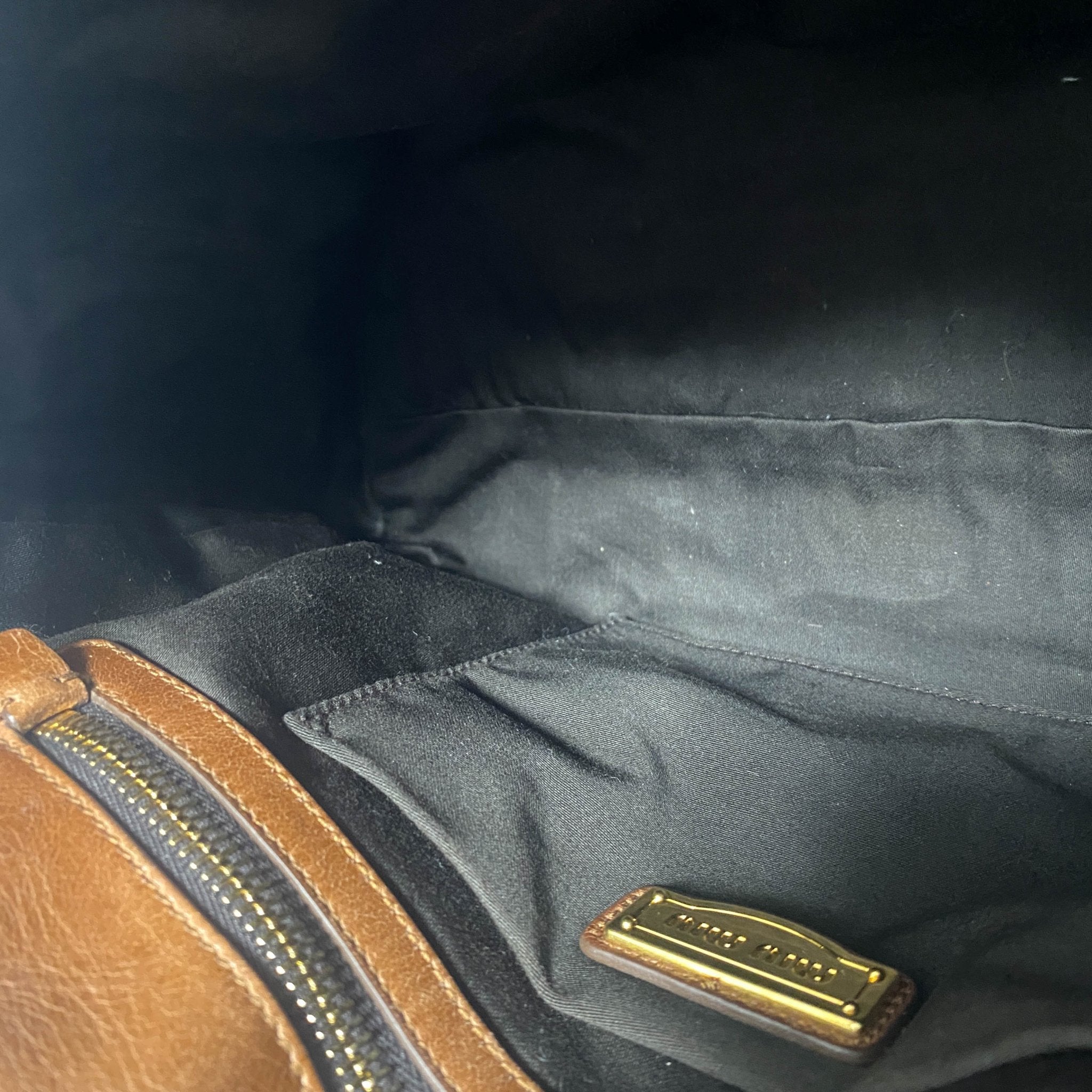 MIU MIU Vitello Luxe Brown Leather Hand Bag, in , Sold by HIVE PRELOVED - Crossbody bags, Handle Bags,