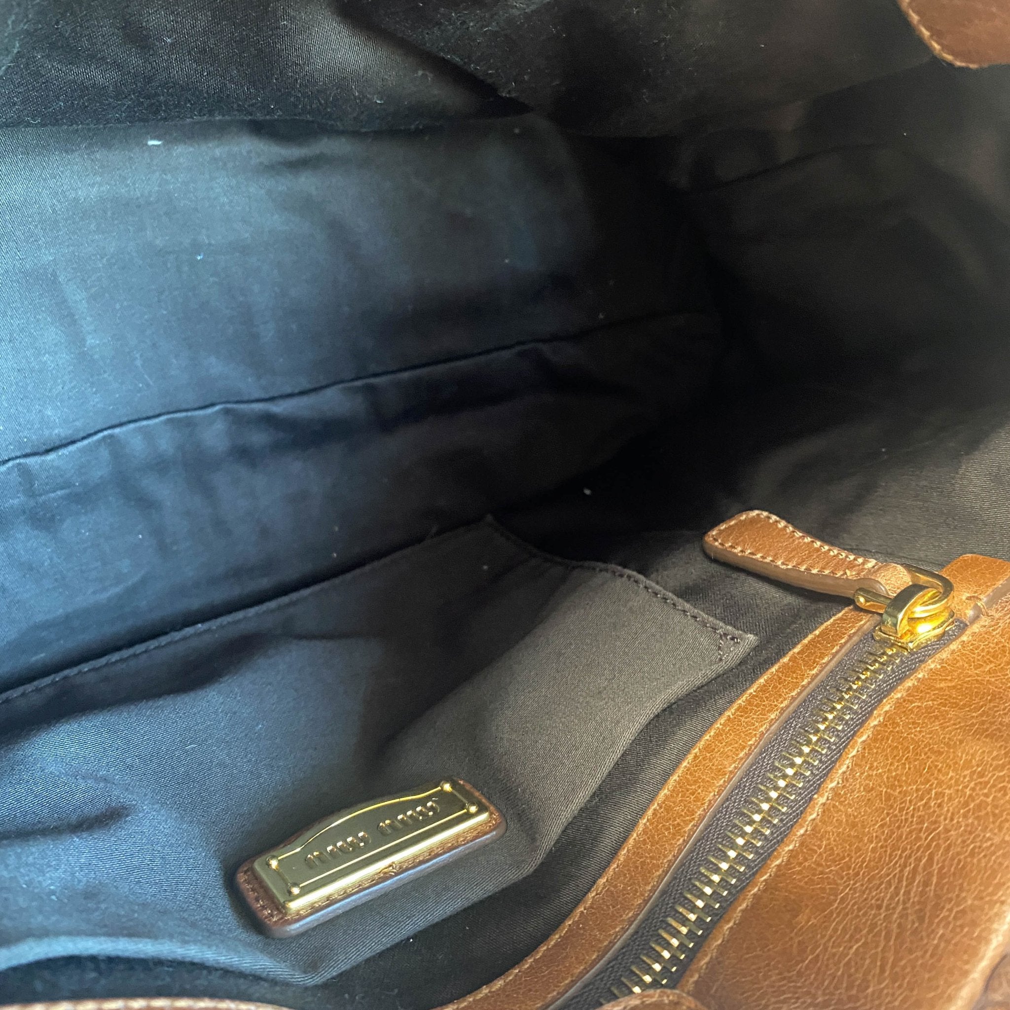 MIU MIU Vitello Luxe Brown Leather Hand Bag, in , Sold by HIVE PRELOVED - Crossbody bags, Handle Bags,