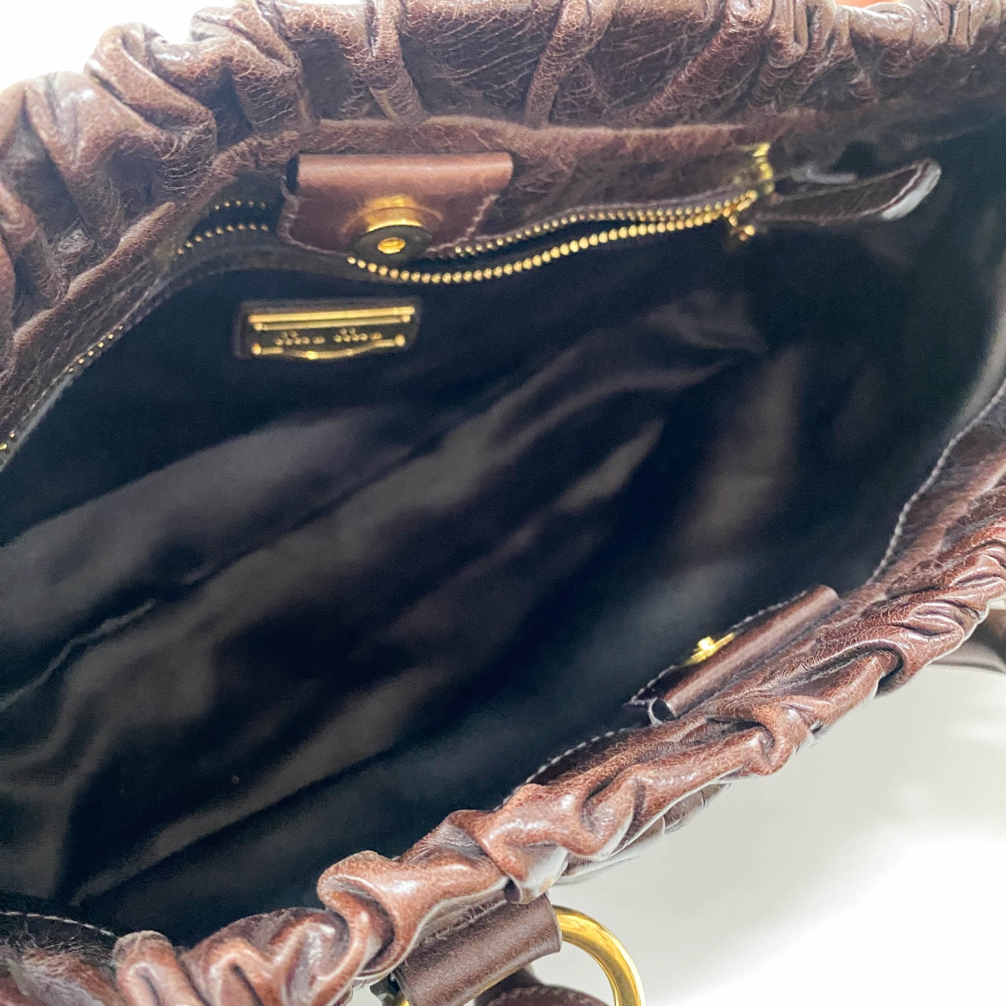 MIU MIU Vitello Luxe Brown Leather Top Handle Bag, in , Sold by HIVE PRELOVED - Handle Bags, Shoulder Bags,