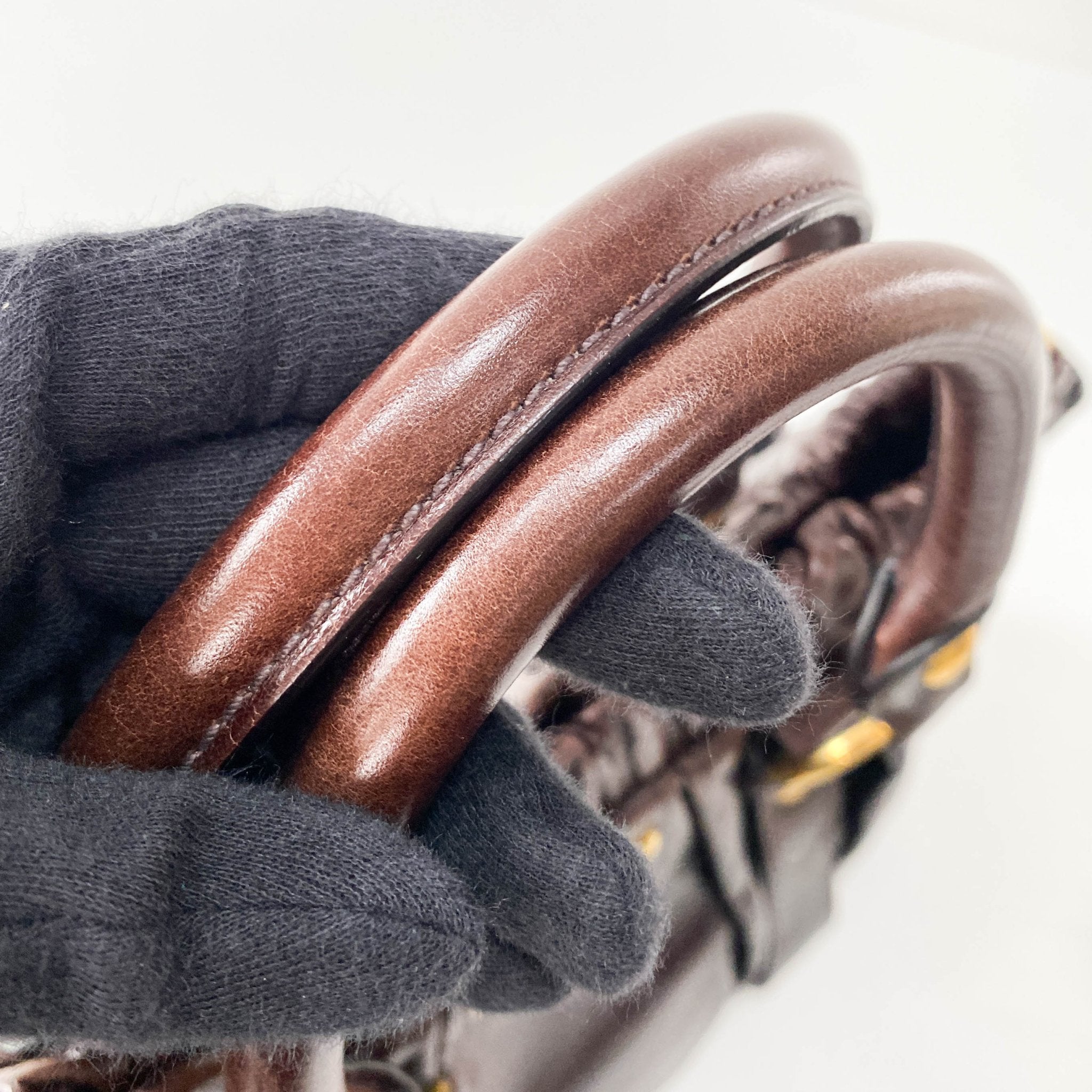 MIU MIU Vitello Luxe Brown Leather Top Handle Bag, in , Sold by HIVE PRELOVED - Handle Bags, Shoulder Bags,