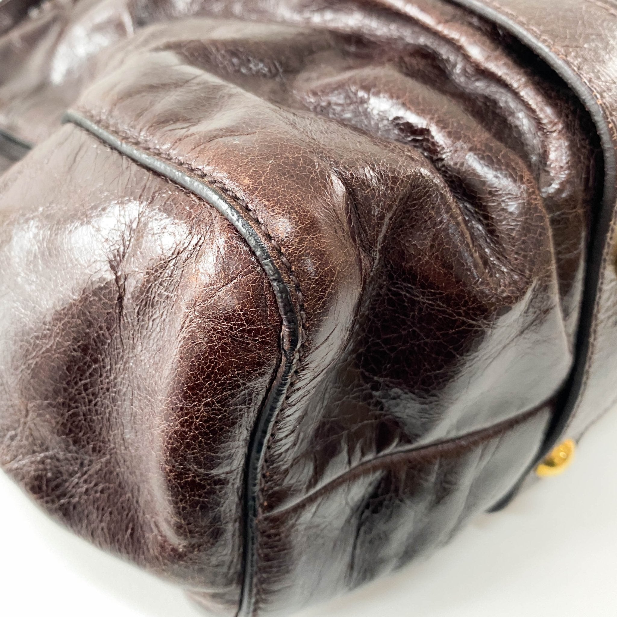 MIU MIU Vitello Luxe Brown Leather Top Handle Bag, in , Sold by HIVE PRELOVED - Handle Bags, Shoulder Bags,