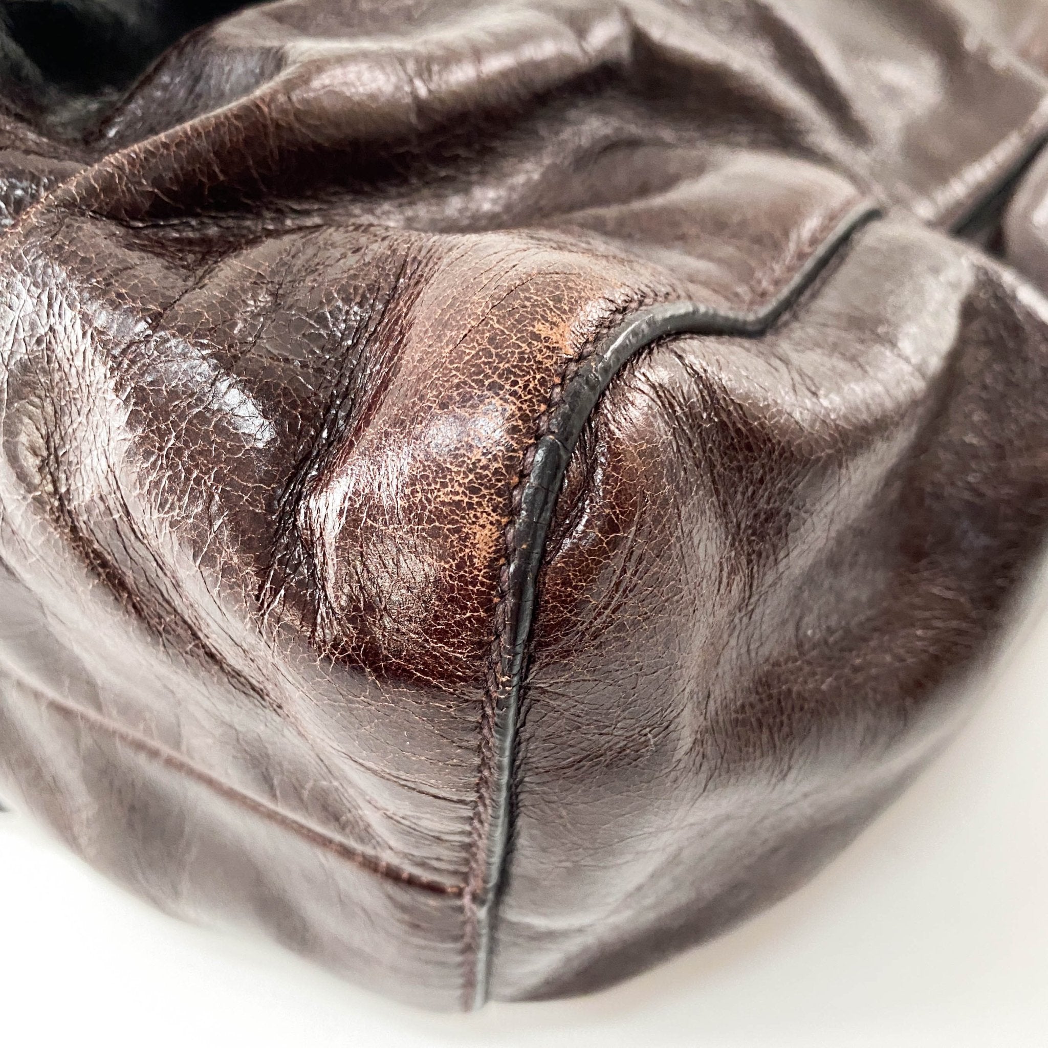 MIU MIU Vitello Luxe Brown Leather Top Handle Bag, in , Sold by HIVE PRELOVED - Handle Bags, Shoulder Bags,