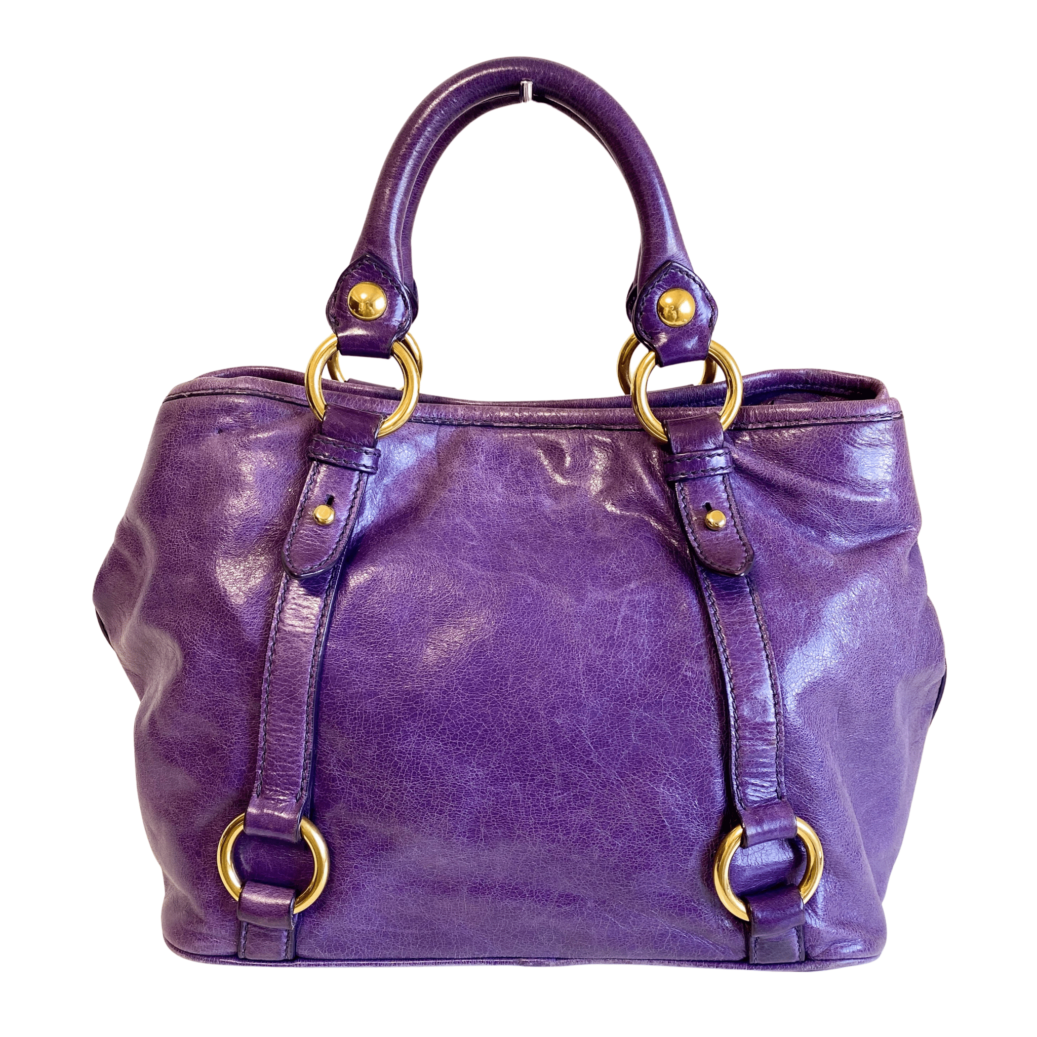 MIU MIU Vitello Purple Leather Handbag, in , Sold by HIVE PRELOVED - Handle Bags, ,