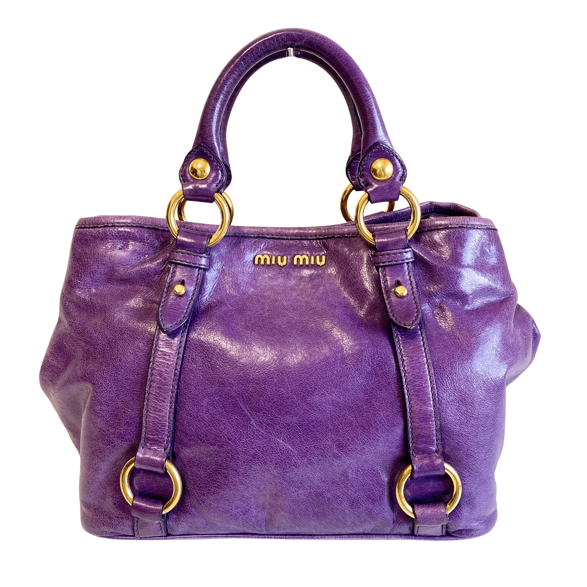 MIU MIU Vitello Purple Leather Handbag, in , Sold by HIVE PRELOVED - Handle Bags, ,