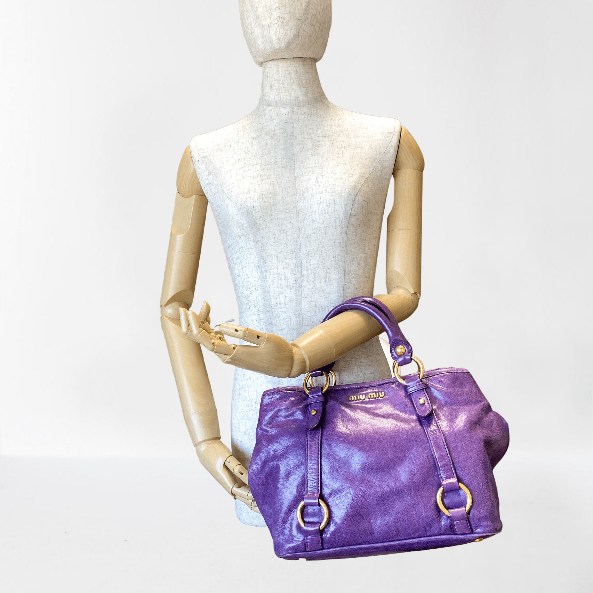 MIU MIU Vitello Purple Leather Handbag, in , Sold by HIVE PRELOVED - Handle Bags, ,